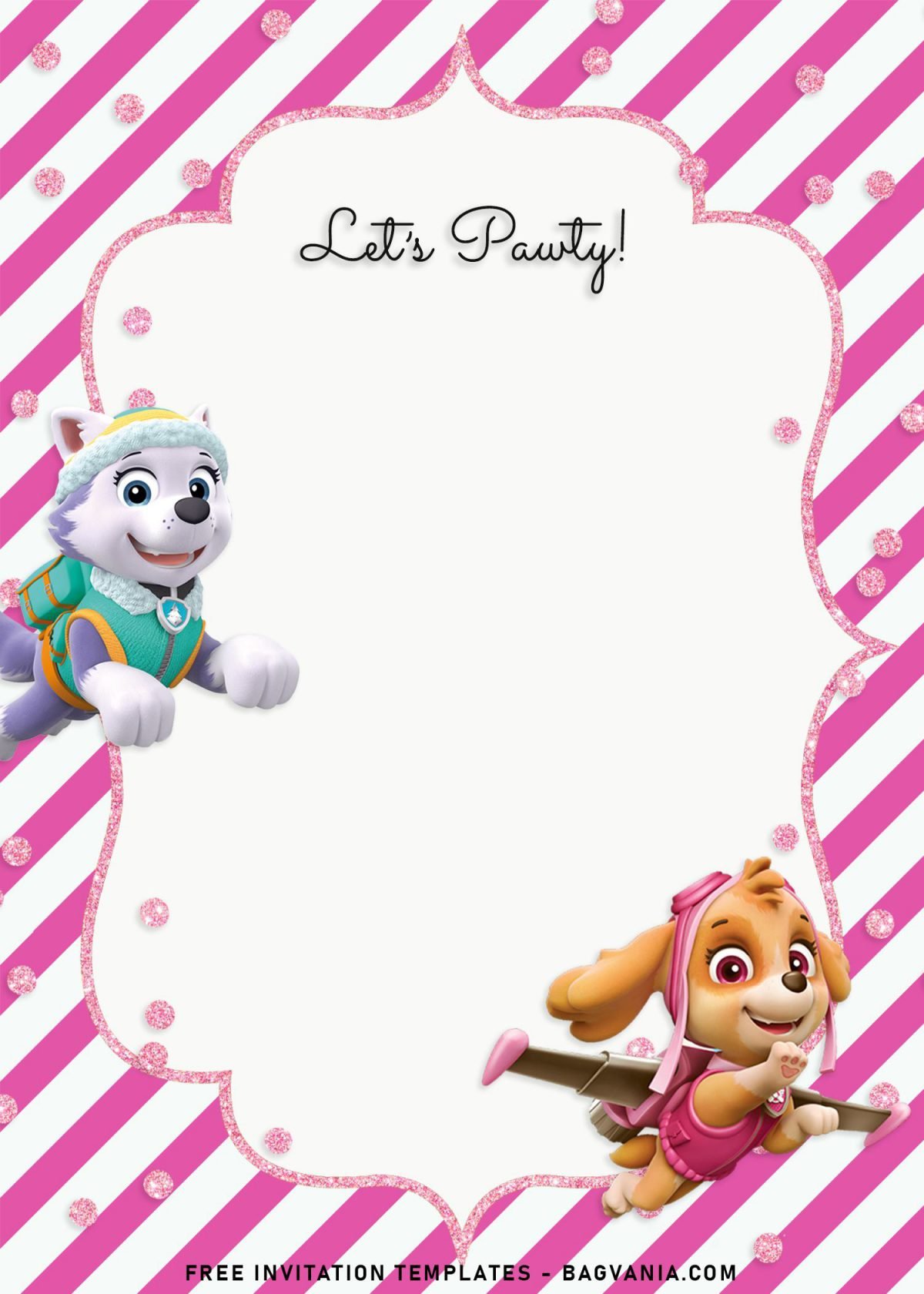 8+ Adorable Skye And Everest Paw Patrol Birthday Invitation Templates and has pink glitter