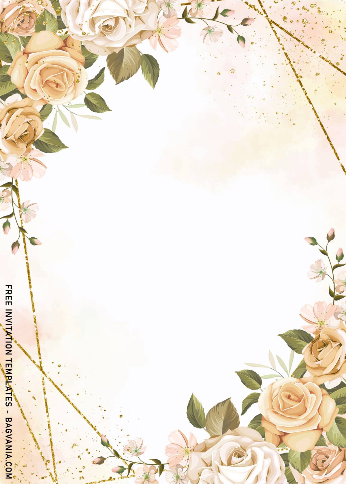 8+ Geometric Roses Wedding Invitation Templates and has stunning gold glitter geometric frame