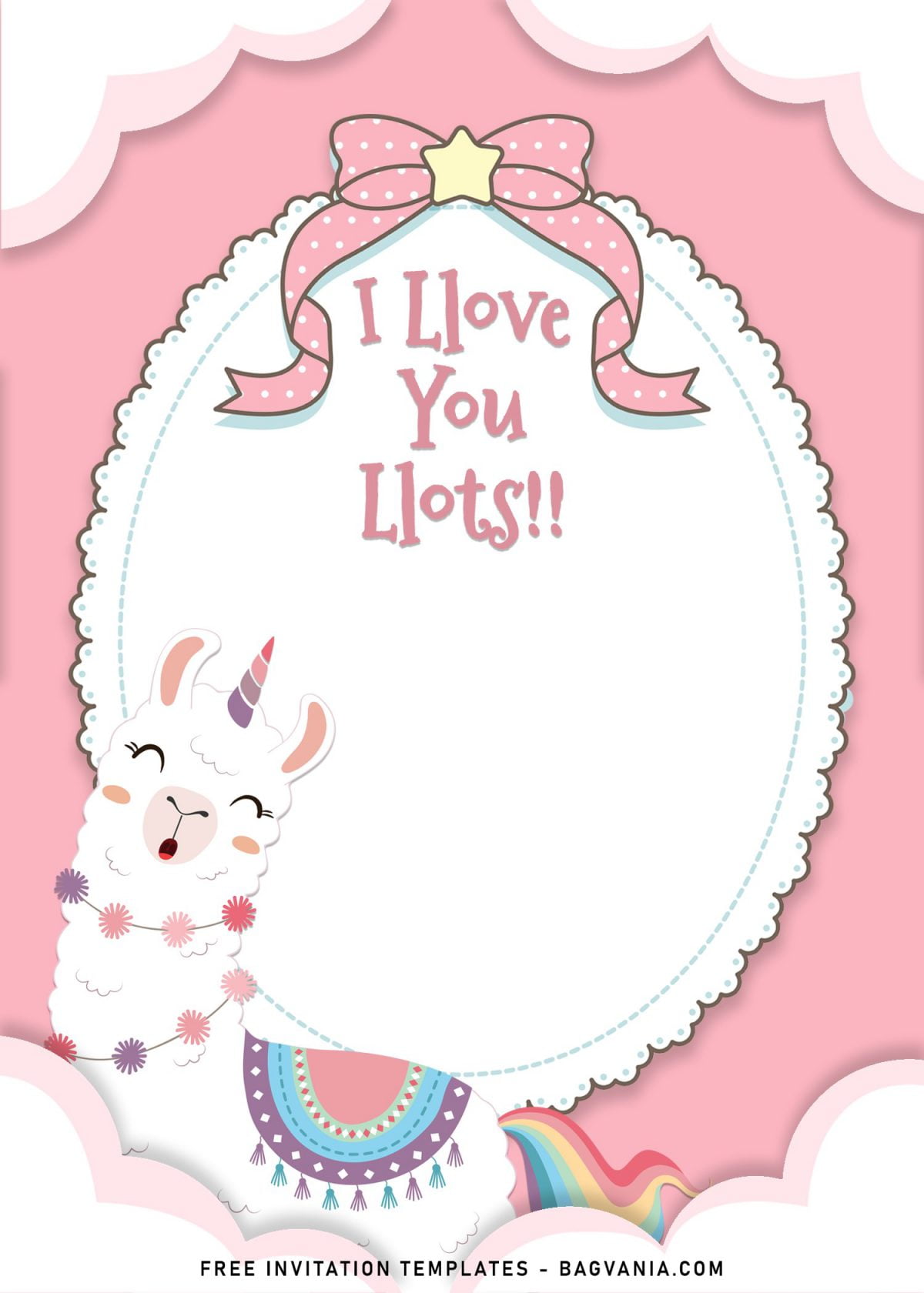 8+ Adorable Llama Birthday Invitation Templates and has pink background