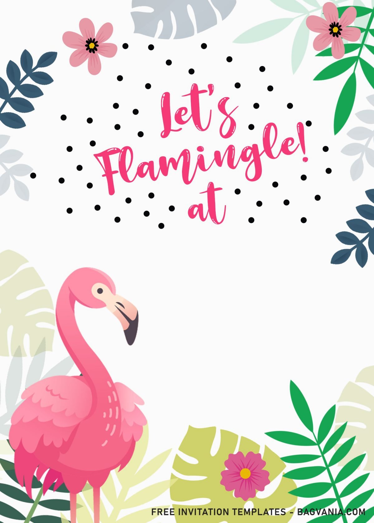 8+ Adorable Flamingle Flamingo Themed Birthday Invitation Templates and has cute polka dot pattern