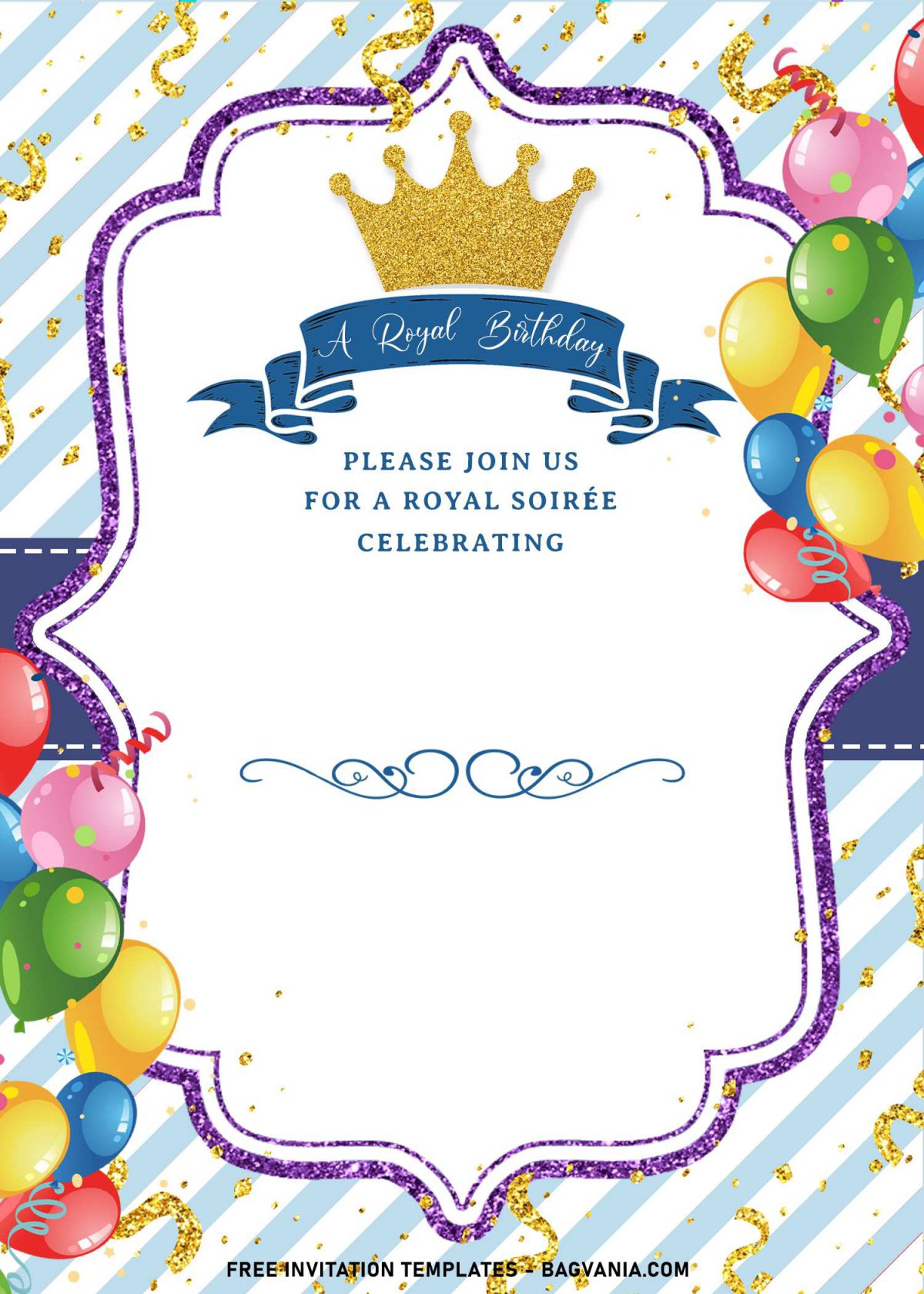 8+ Royal Birthday Invitation Templates For Your Kids Upcoming Birthday Party and has Gold Glitter Prince and Princess Crown