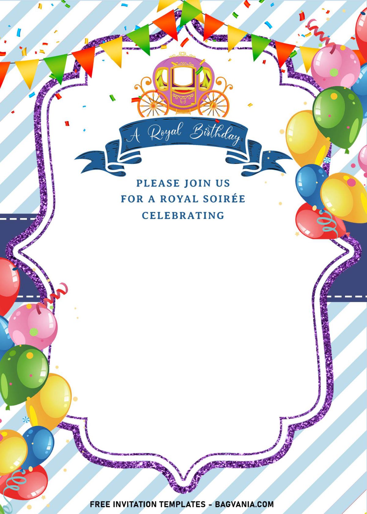 8+ Royal Birthday Invitation Templates For Your Kids Upcoming Birthday Party and has colorful balloons