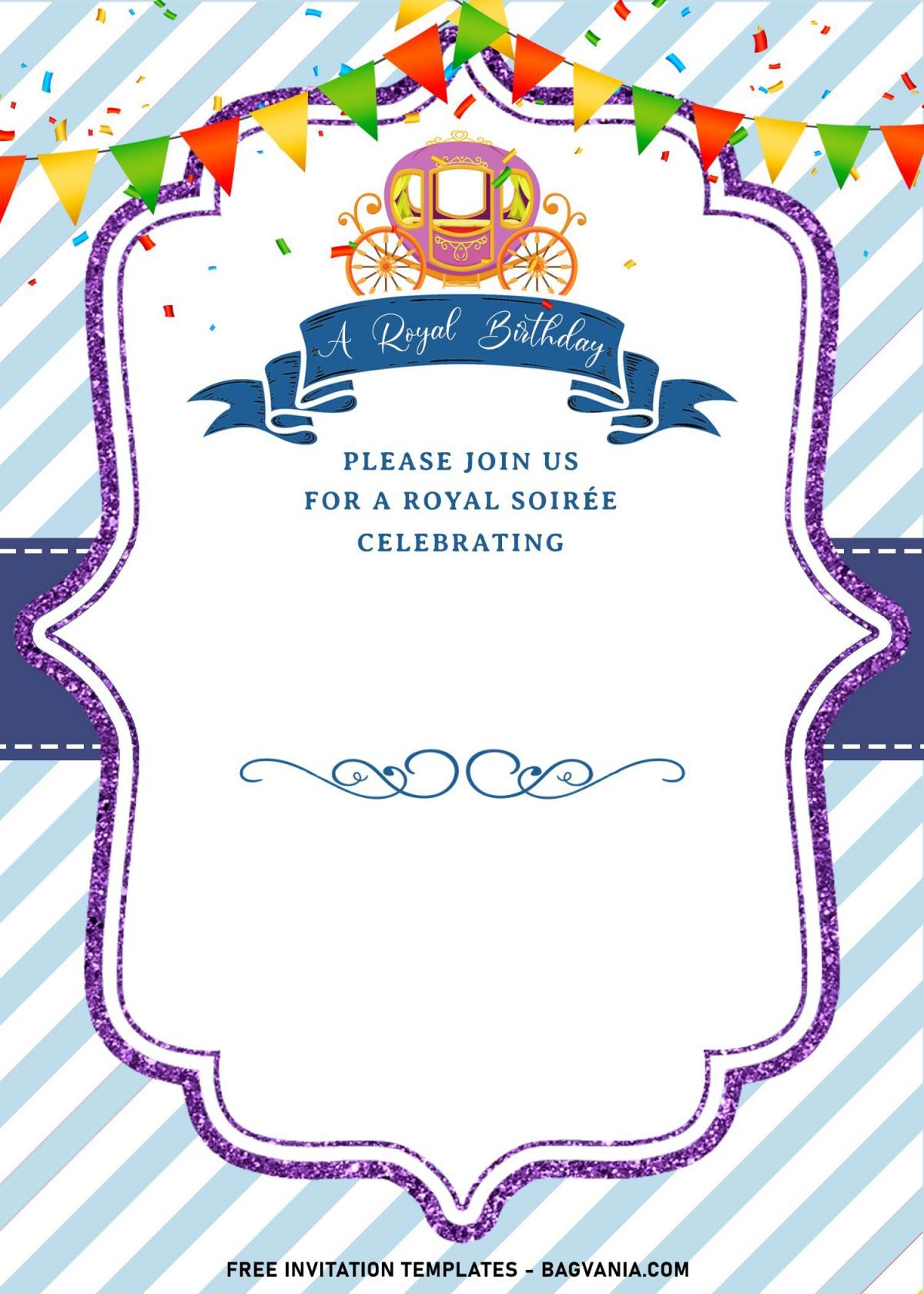 8+ Royal Birthday Invitation Templates For Your Kids Upcoming Birthday Party and has attracting diagonal stripes at the back