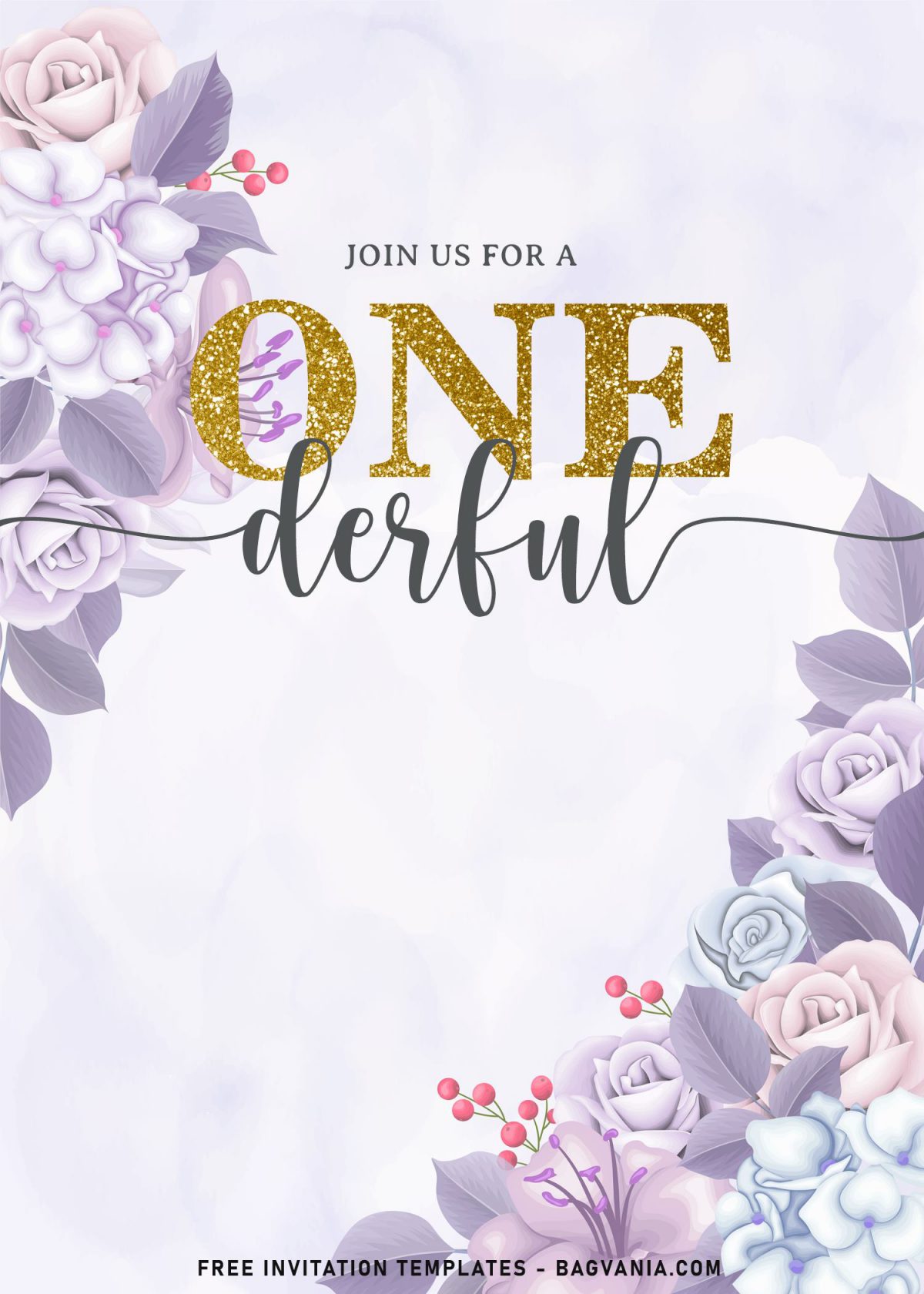 9+ Gorgeous Floral Onederful First Birthday Invitation Templates and has beautiful roses on its border