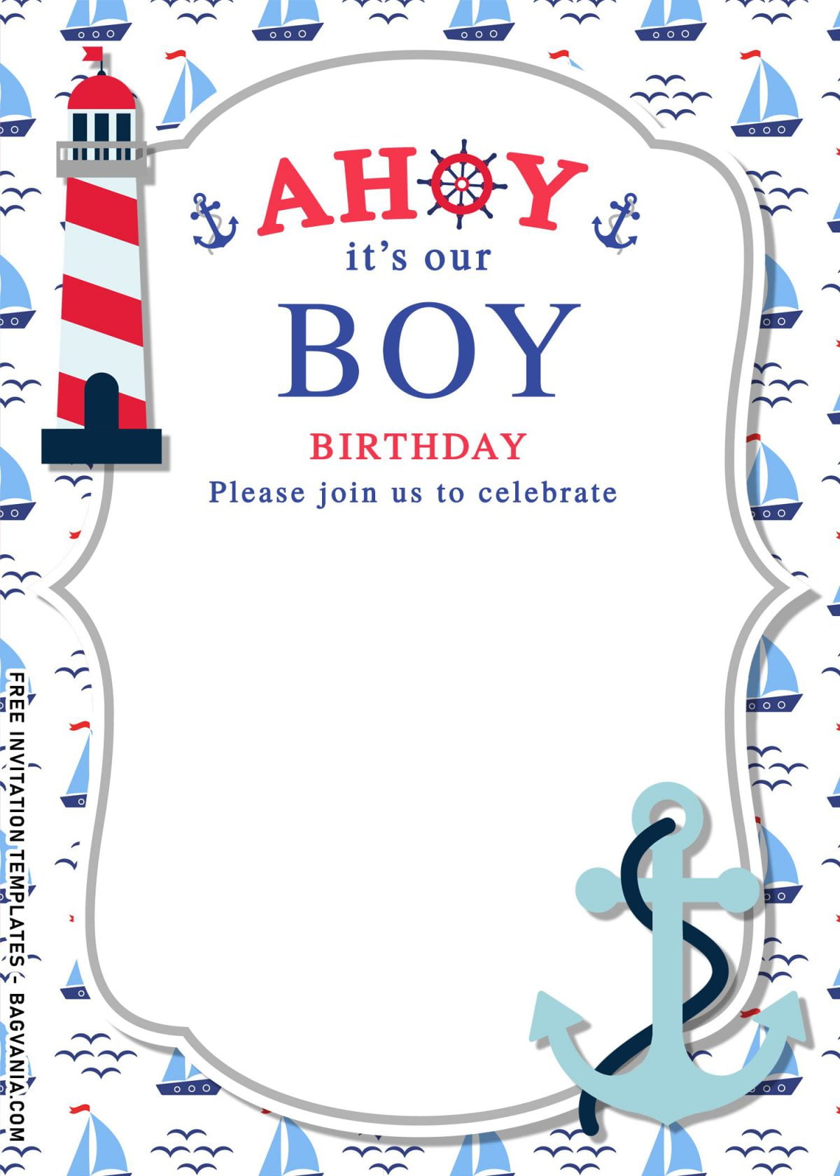 11+ Nautical Themed Birthday Invitation Templates For Your Kid’s Birthday Bash and has cute anchor