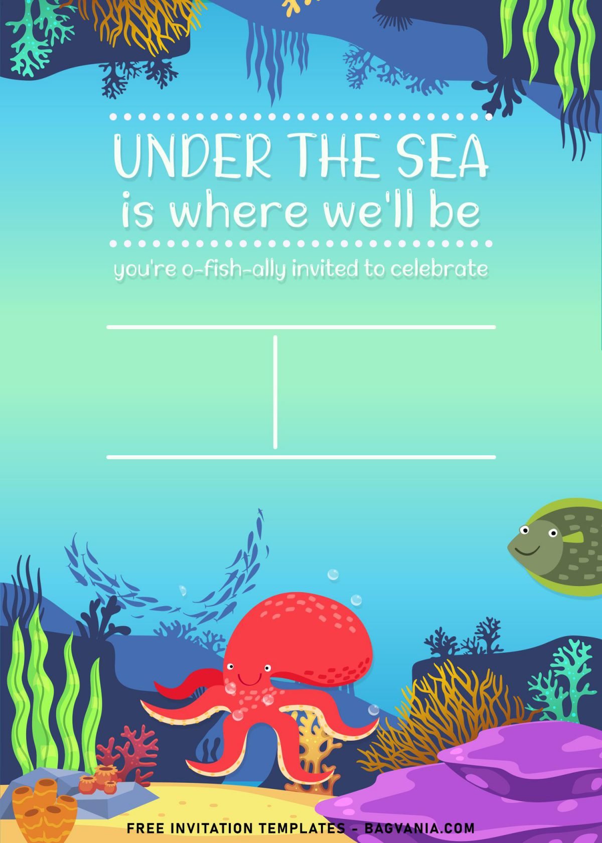 9+ Under The Sea Themed Birthday Invitation Templates and has seaweed