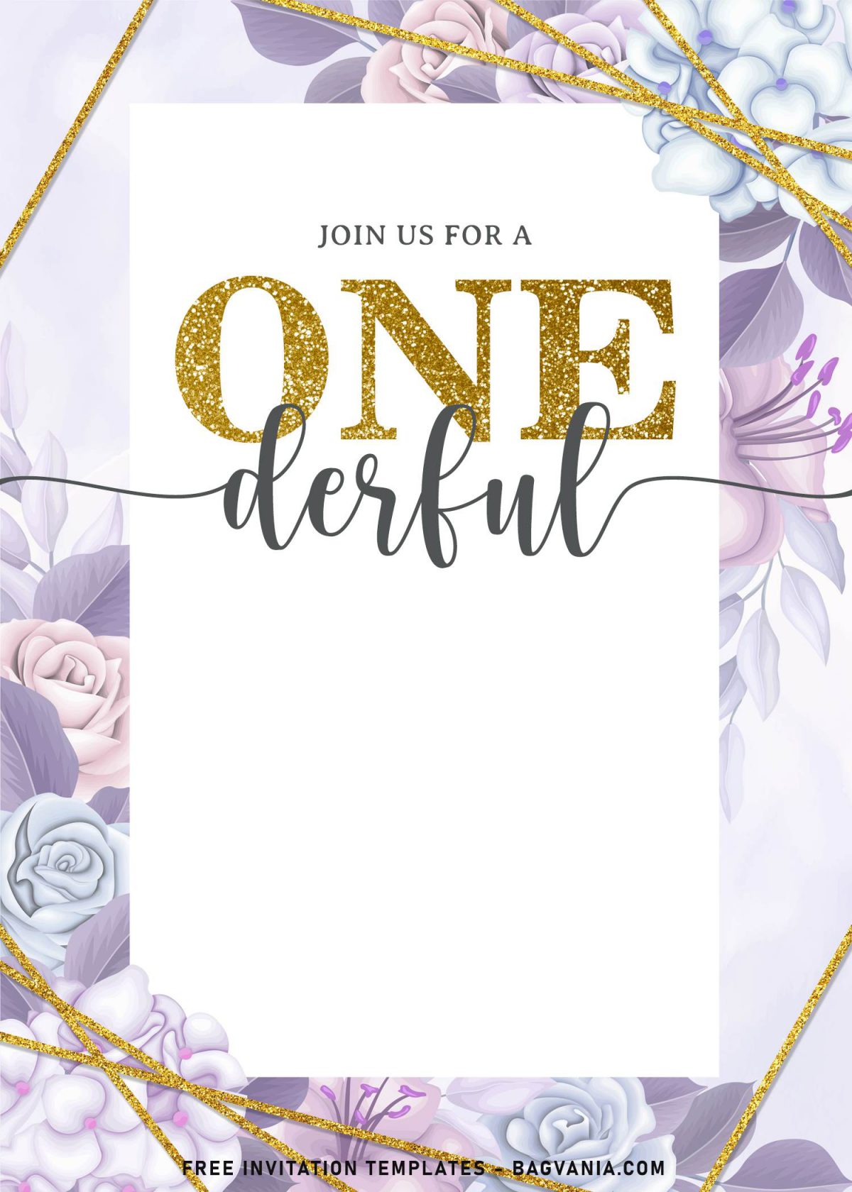 9+ Gorgeous Floral Onederful First Birthday Invitation Templates and has white text box