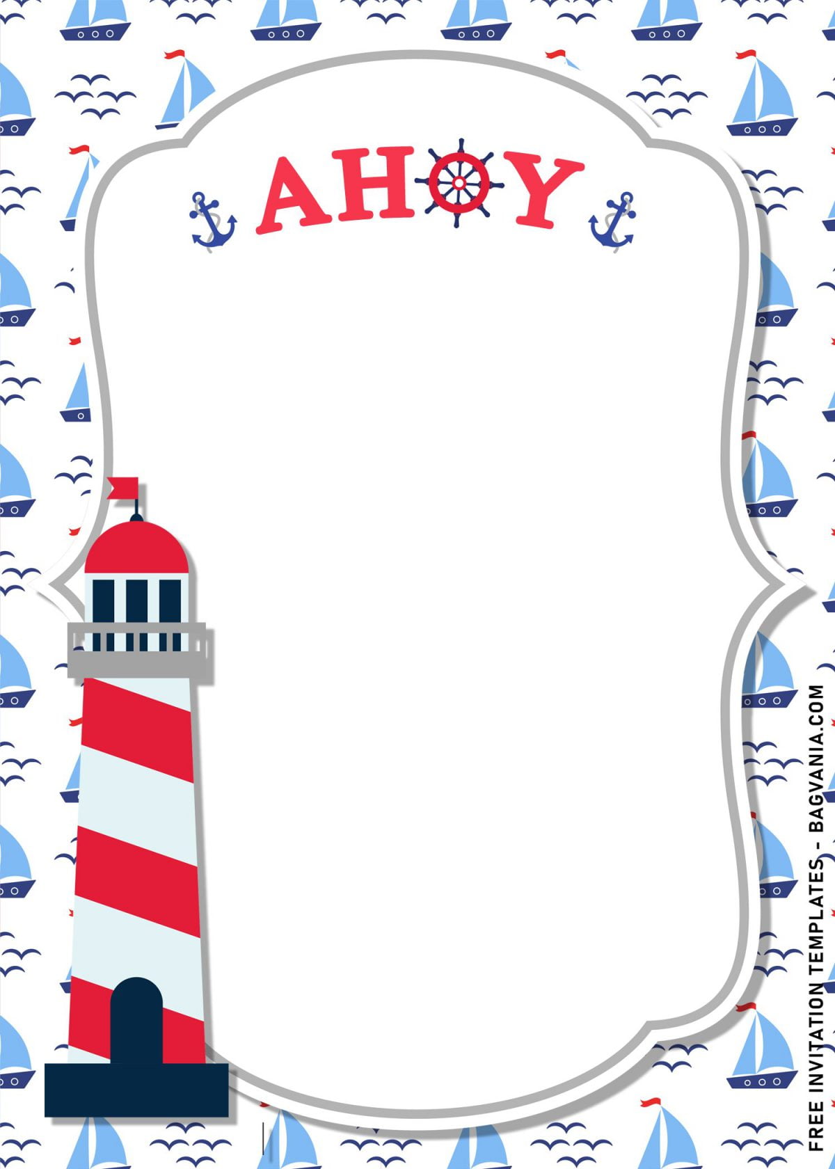 11+ Nautical Themed Birthday Invitation Templates For Your Kid’s Birthday Bash and has blue anchors