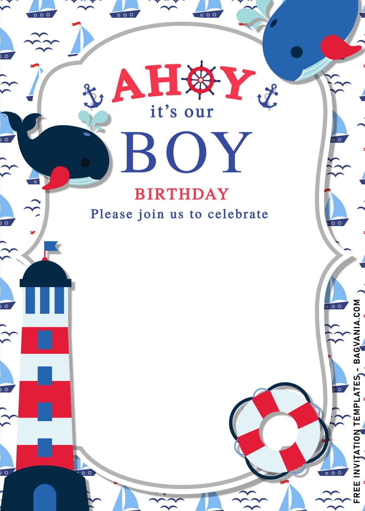 11+ Nautical Themed Birthday Invitation Templates For Your Kid’s Birthday Bash and has Navy blue whale