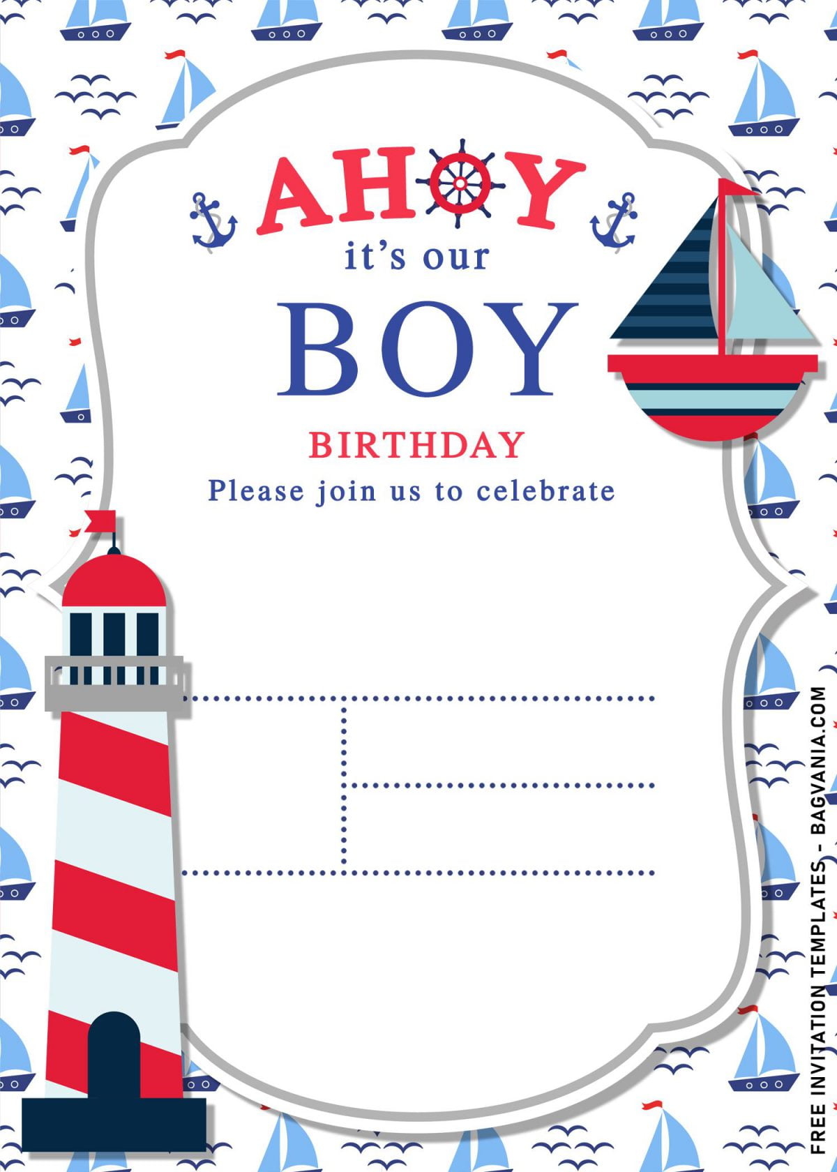 11+ Nautical Themed Birthday Invitation Templates For Your Kid’s Birthday Bash and has Sail boat