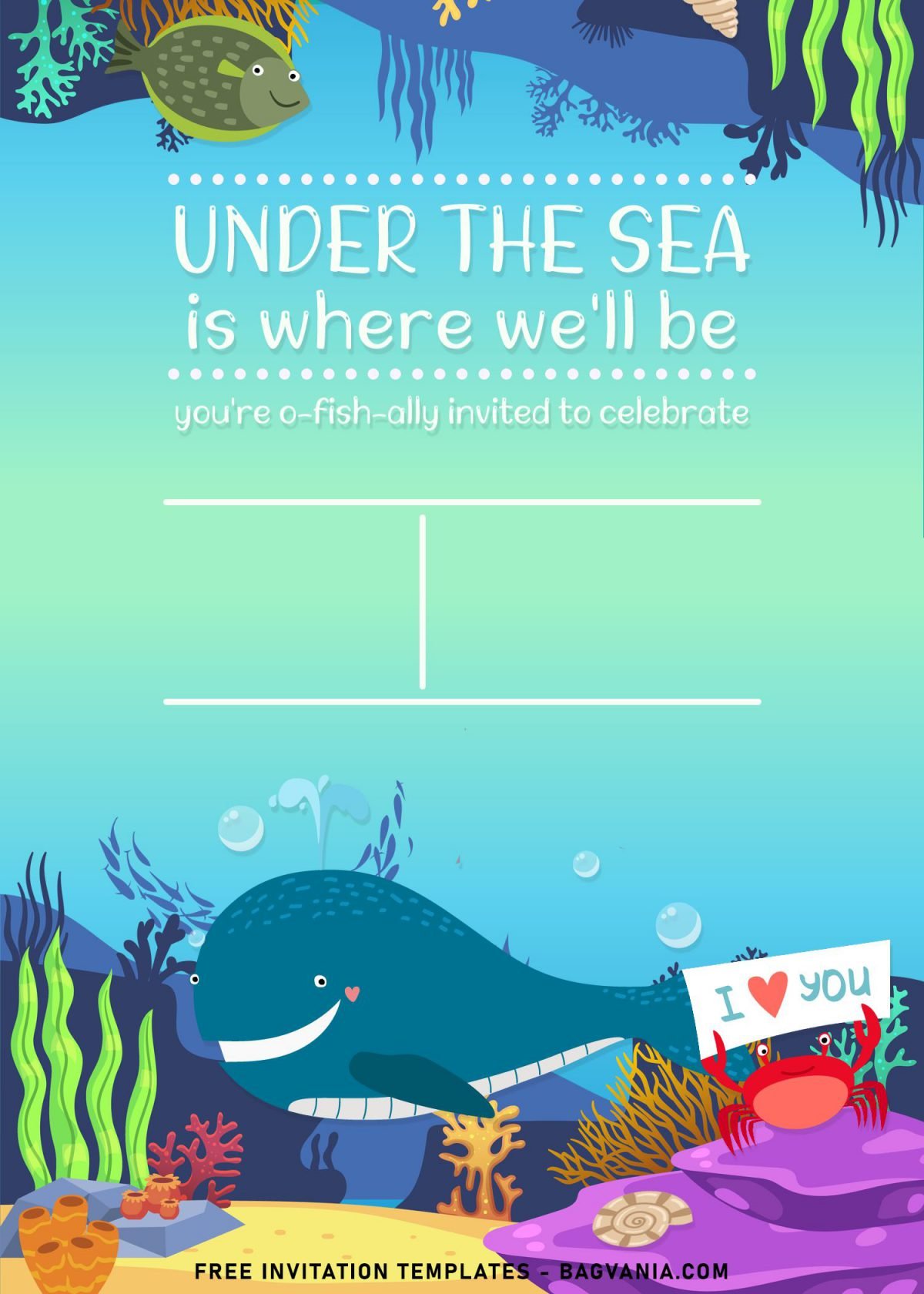 9+ Under The Sea Themed Birthday Invitation Templates and has Blue Whale