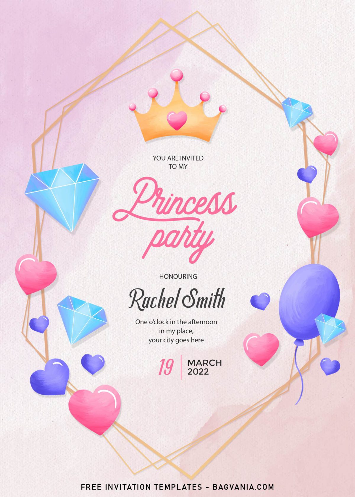 11+ Gorgeous Princess Party In Watercolor Birthday Invitation Templates