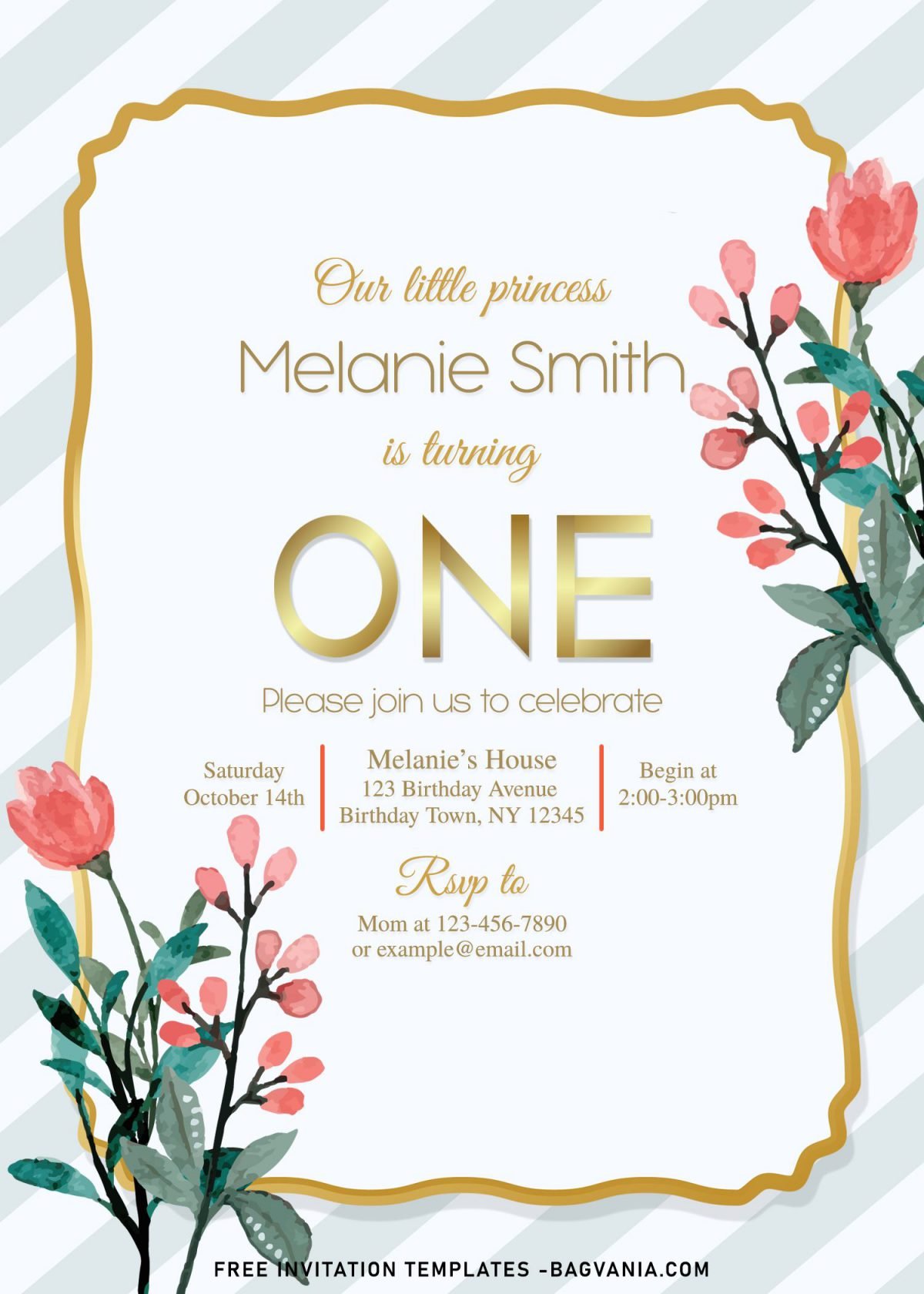 10+ Pink And Gold Birthday Invitation Templates For Kids' Birthday Party