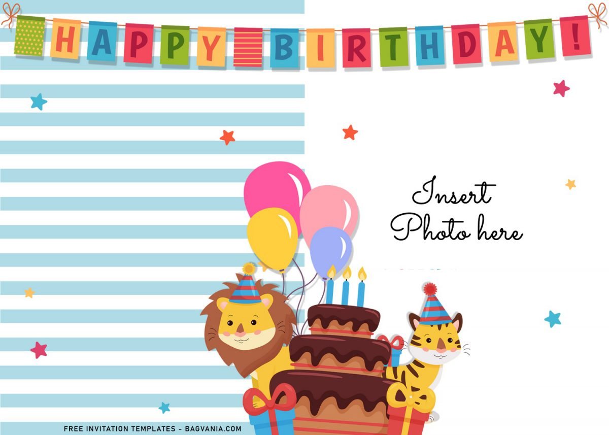 11+ Cute Birthday Baby Animals Birthday Invitation Templates For Your Kid's Birthday Party and has cute Baby Lion