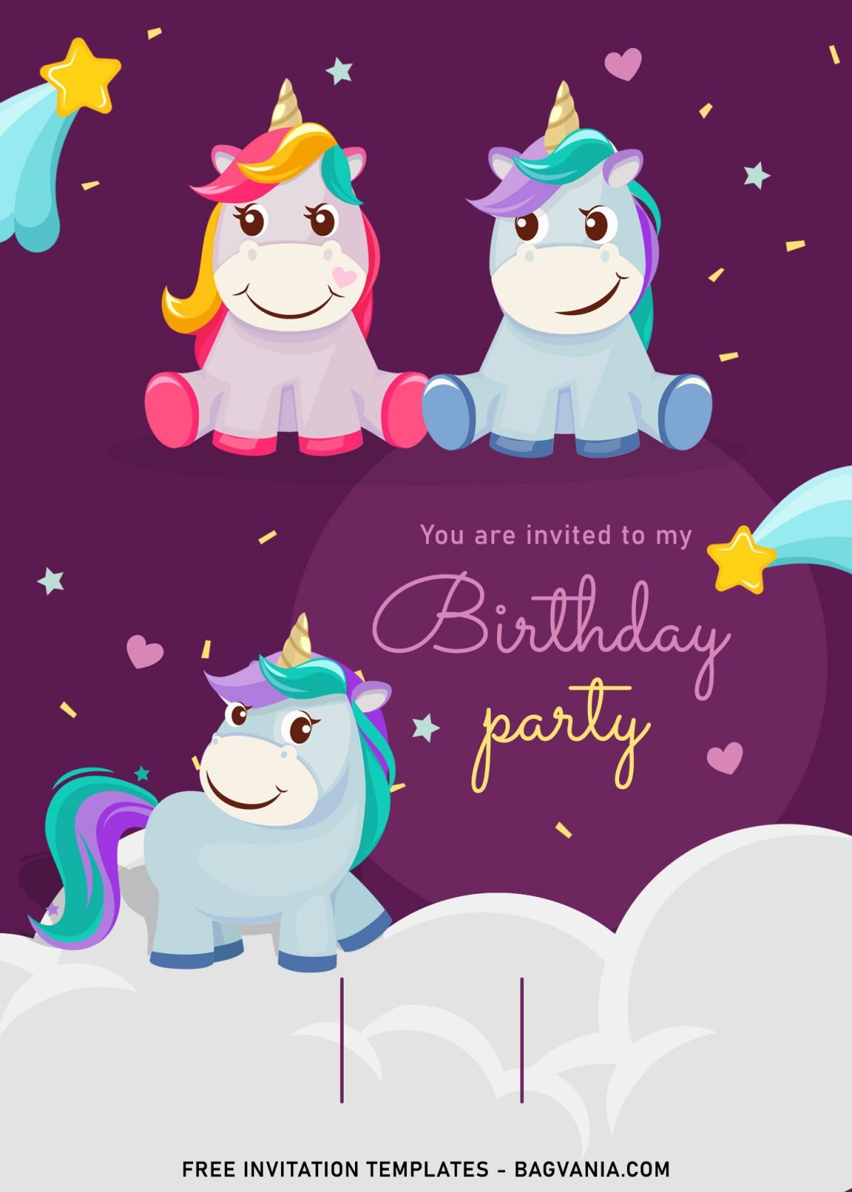 7+ Magical Rainbow Unicorn Birthday Invitation Templates For Kids Birthday Party and has Cute Pastel Rainbow