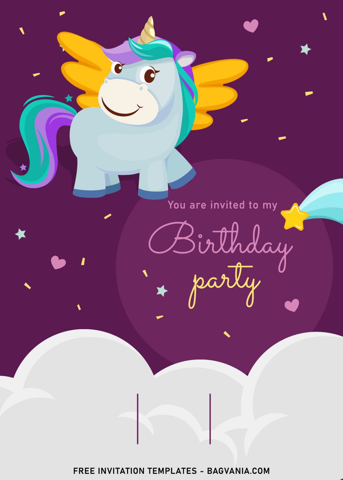 7+ Magical Rainbow Unicorn Birthday Invitation Templates For Kids Birthday Party and has Rainbow haired Unicorn
