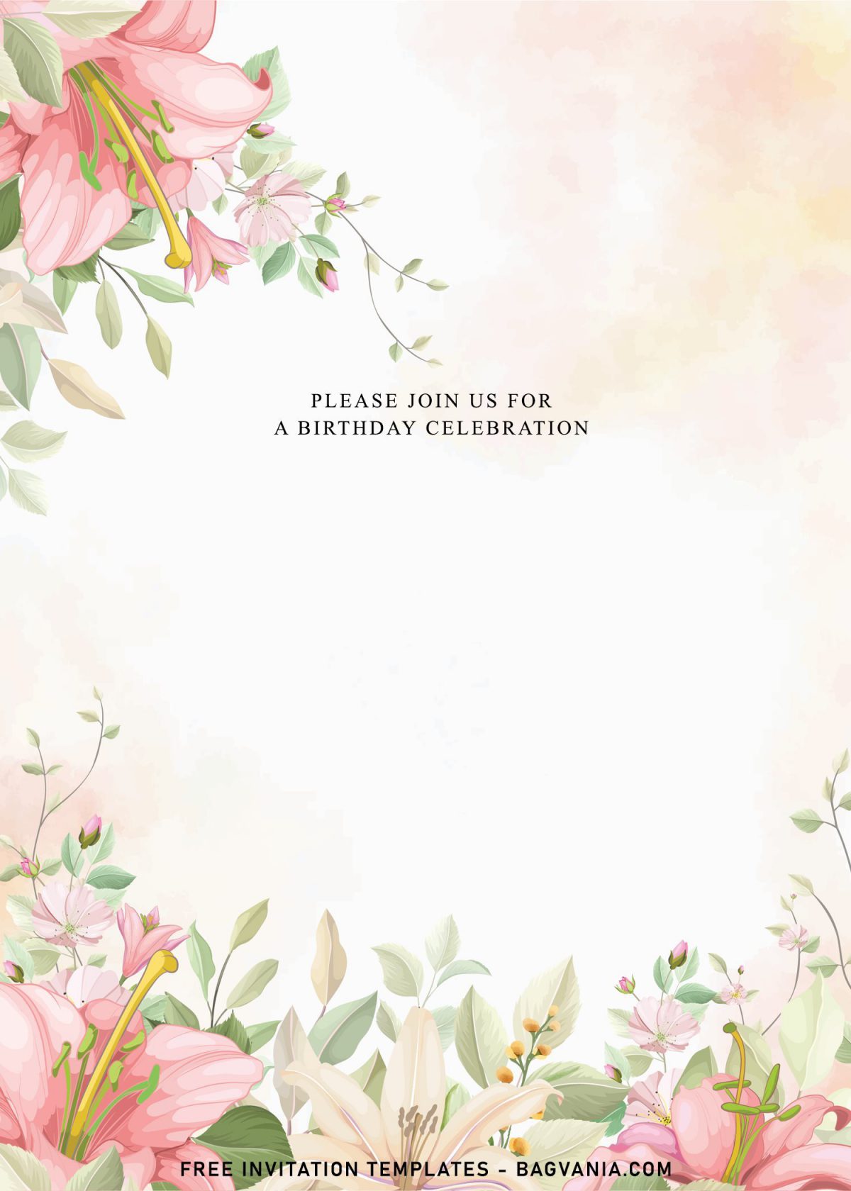 7+ Watercolor Eucalyptus Floral Birthday Invitation Templates and has Watercolor background