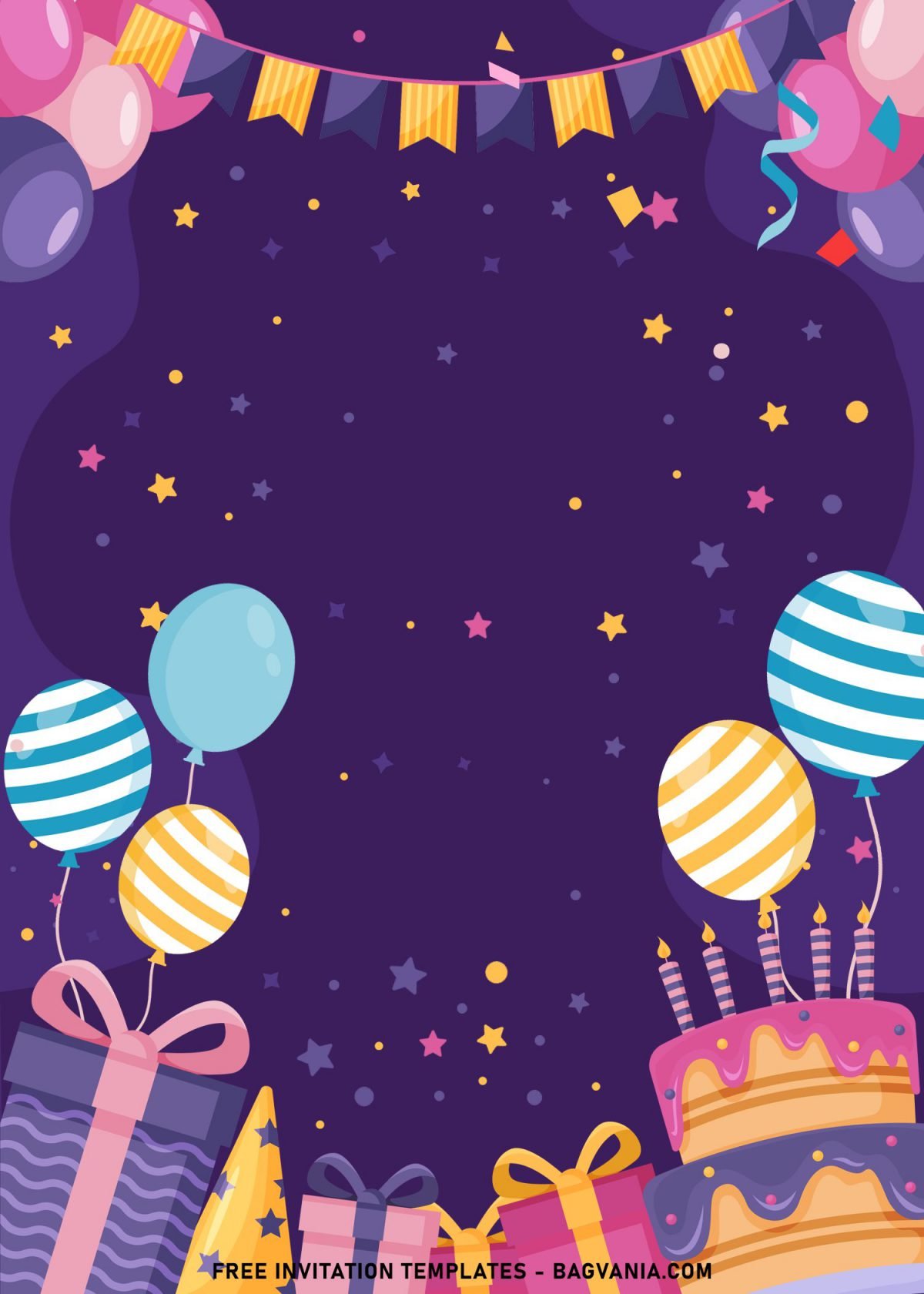 7+ Fun Birthday Invitation Templates For Your Kid's Birthday Party and has colorful stars