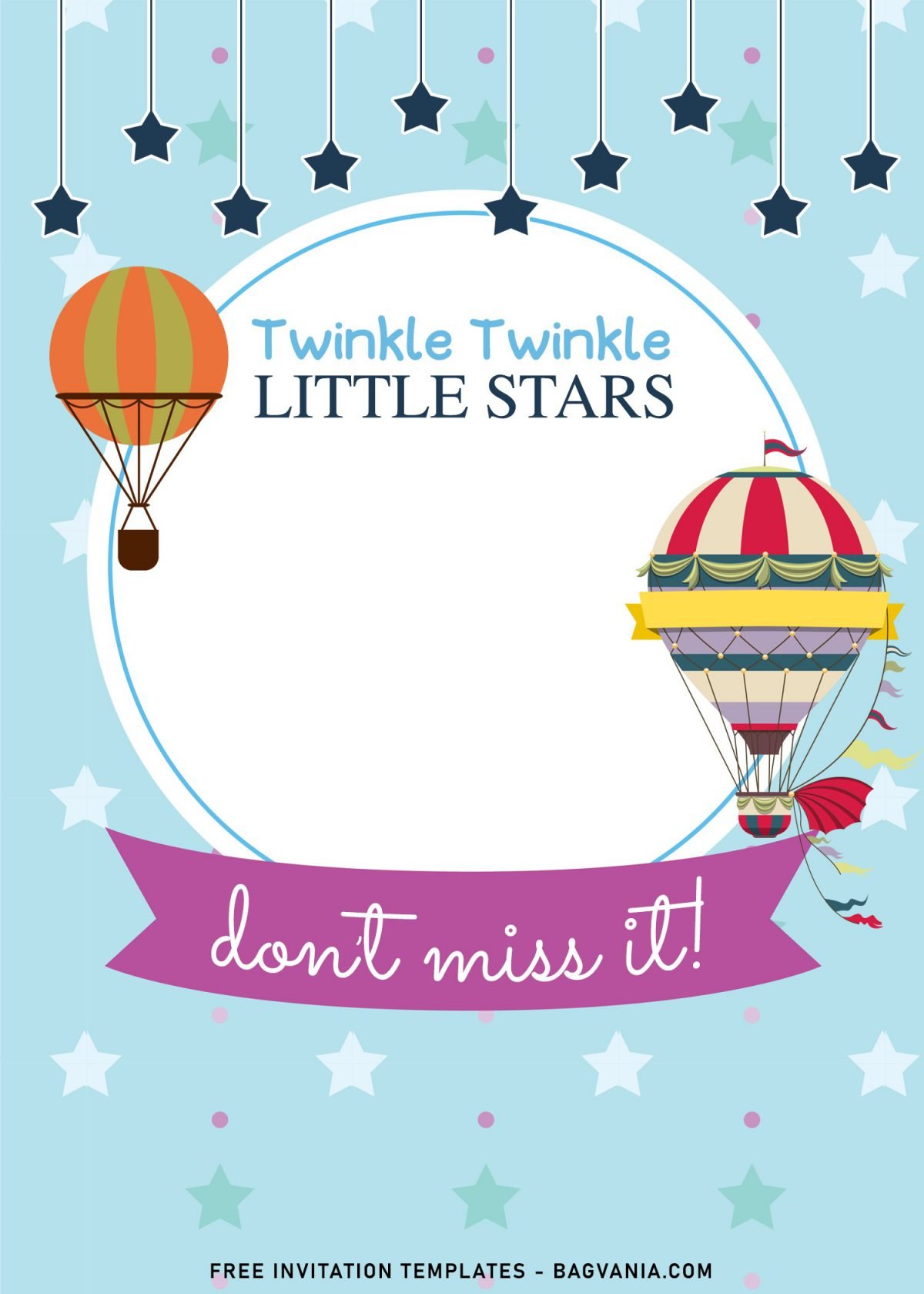 7+ Twinkle Twinkle Little Stars Birthday Invitation Templates For Any Ages and has Hot air balloon