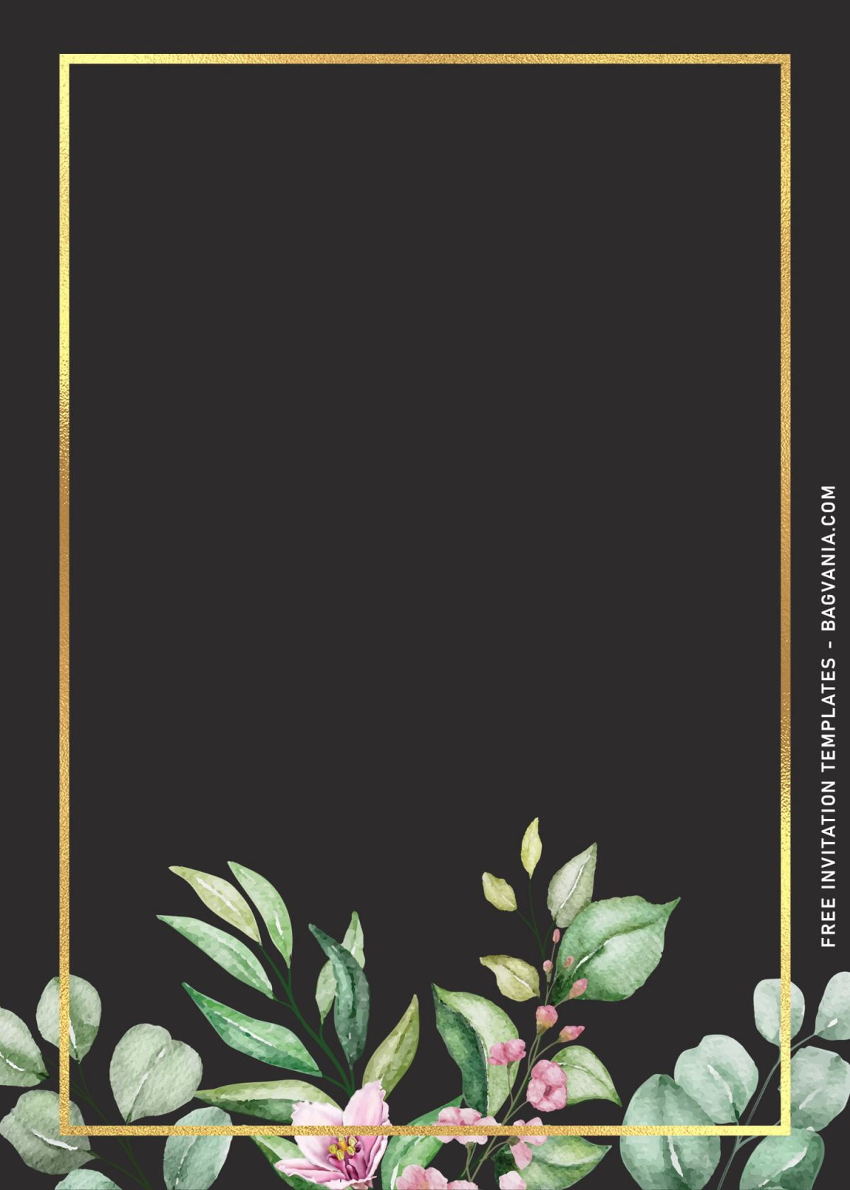 8+ Elegant Watercolor Greenery Eucalyptus Birthday Invitation Templates and has metallic gold frame