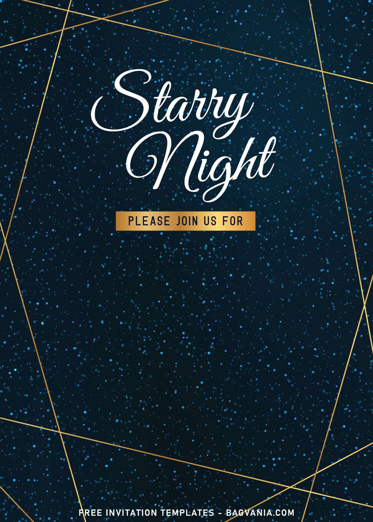 8+ Sparkling Starry Night Birthday Invitation Templates and has Metallic Gold Line Pattern