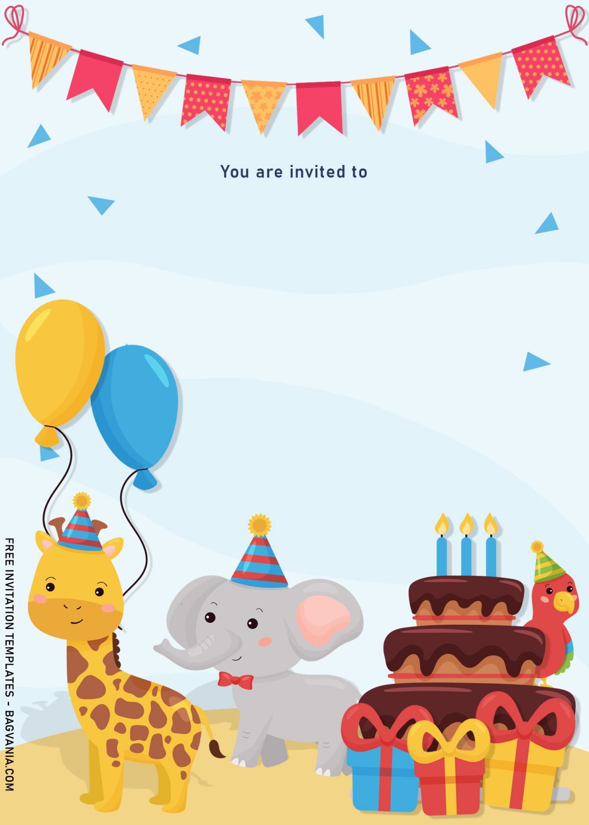 8+ Cute Woodland Animals Birthday Invitation Templates and has Bunting flags