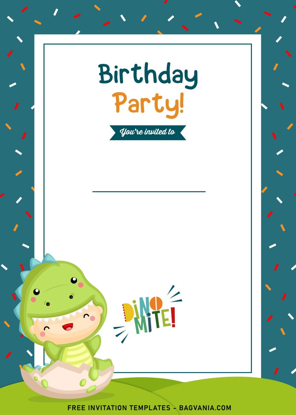9+ Awesome Dino Party Birthday Invitation Templates and has Cute Baby in Dino outfit