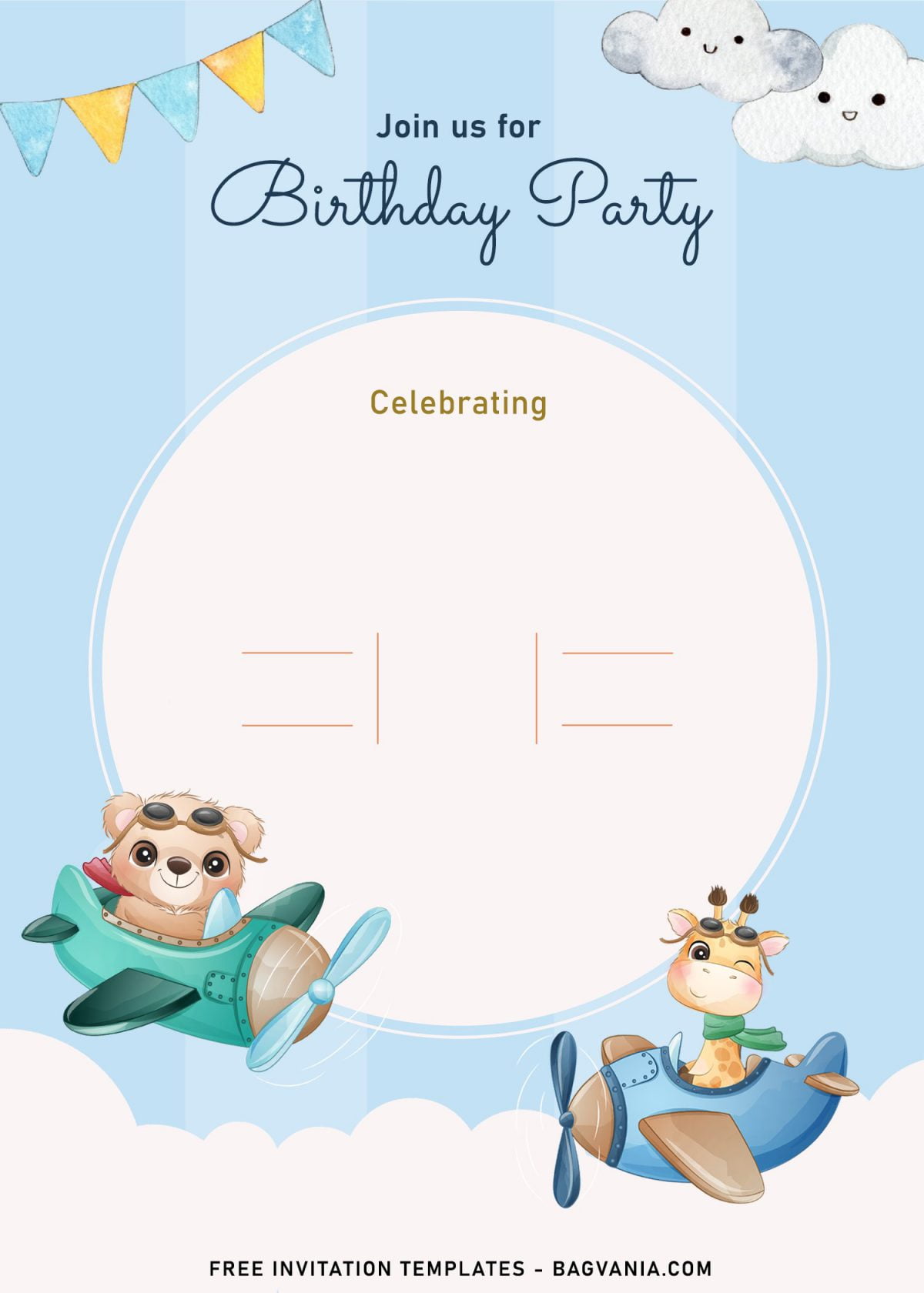 9+ Cute Hand Drawn Up In The Sky Birthday Invitation Templates and has cute baby panda