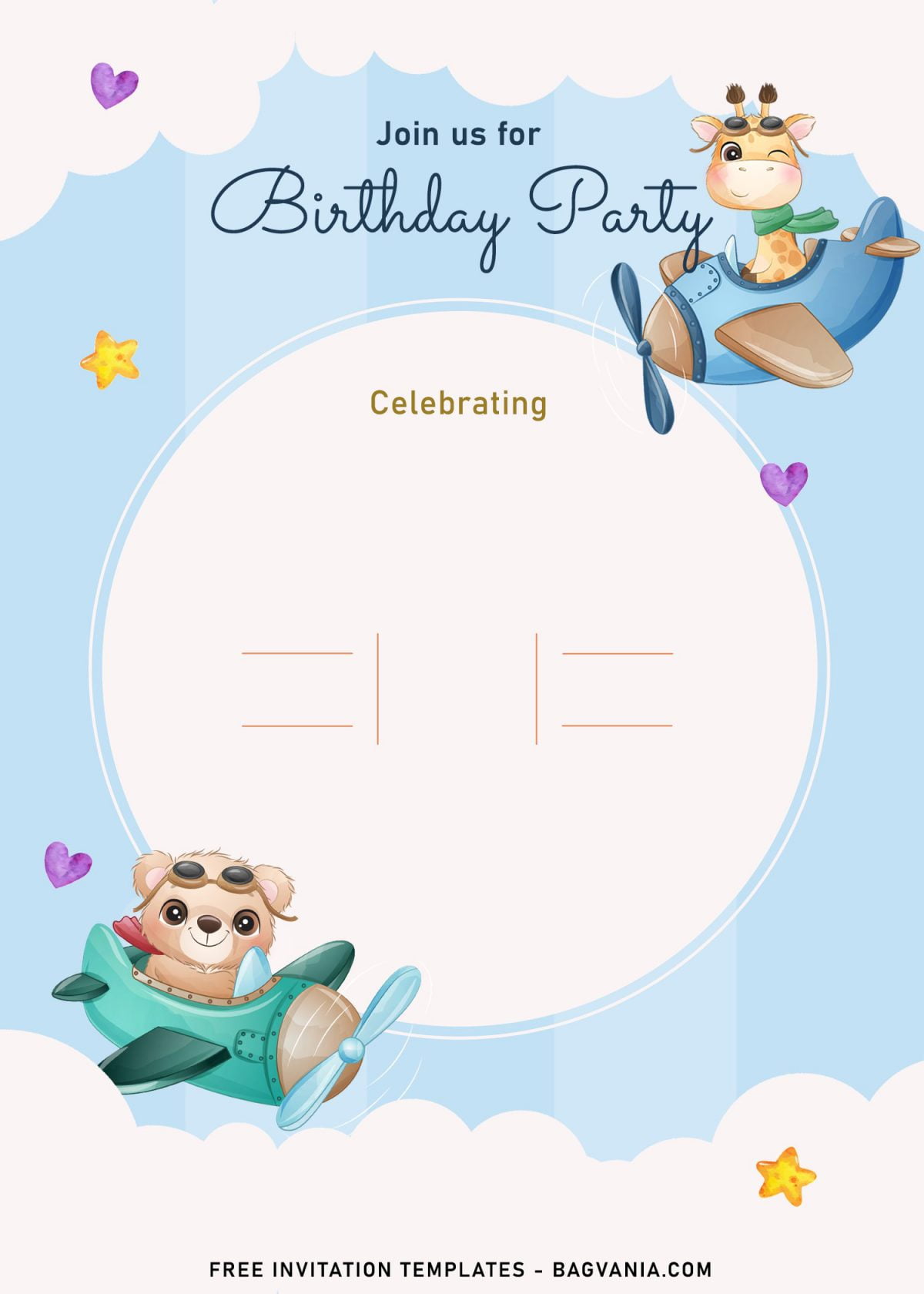 9+ Cute Hand Drawn Up In The Sky Birthday Invitation Templates and has ellipse text box with white background
