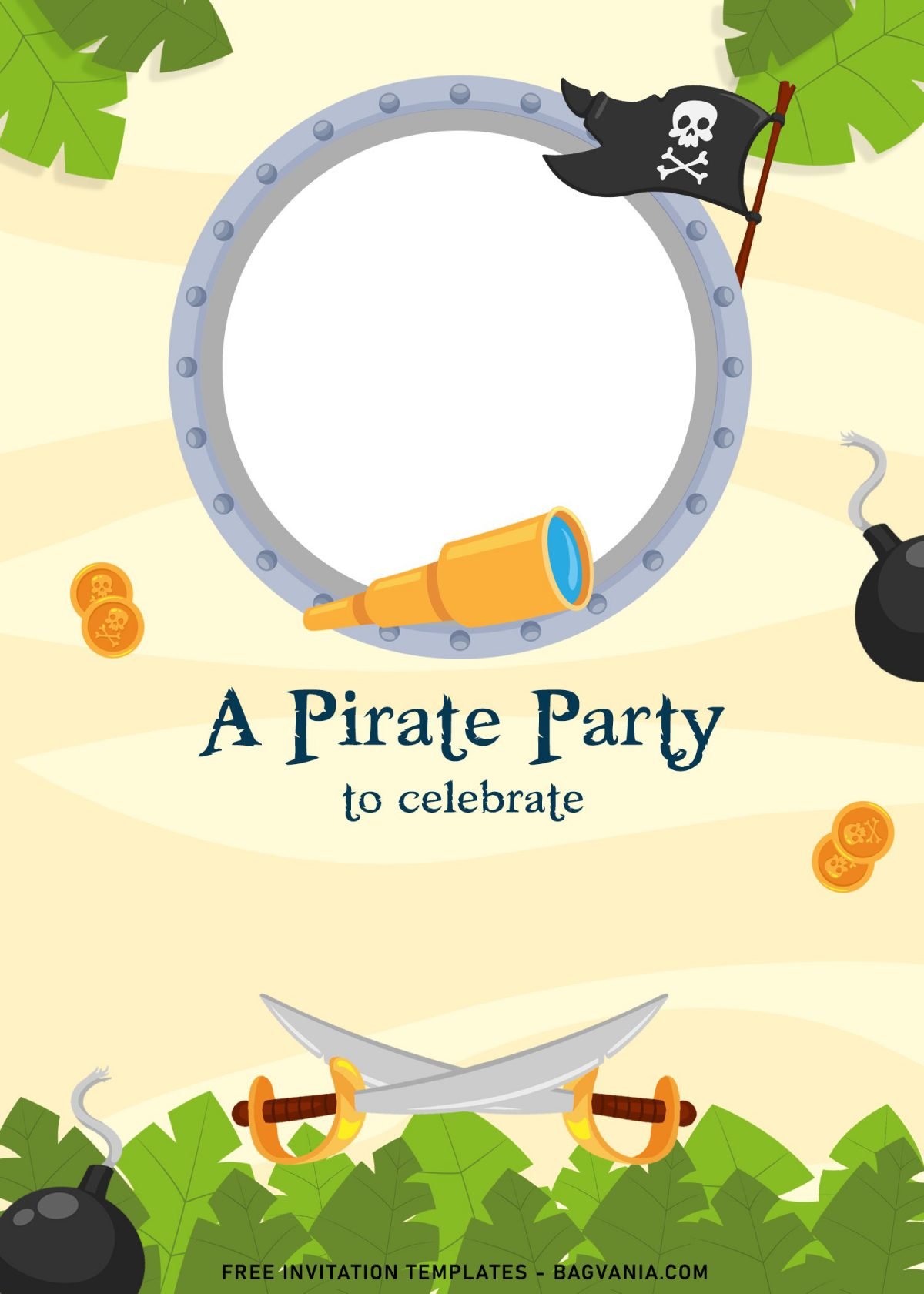 9+ Cute Pirate Birthday Invitation Templates For Your Son's Upcoming Birthday and has Pirate's Spyglass