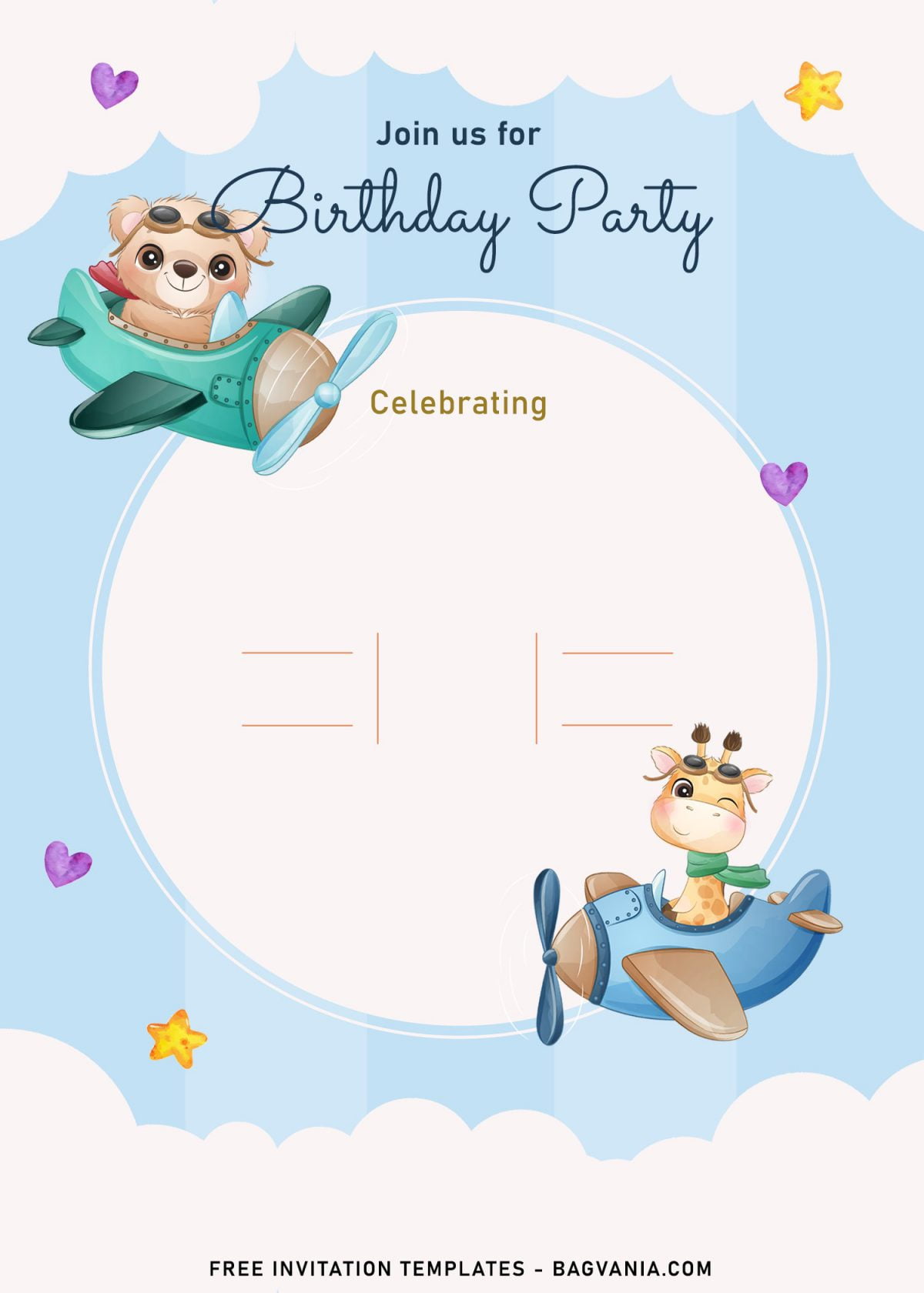 9+ Cute Hand Drawn Up In The Sky Birthday Invitation Templates and has portrait design