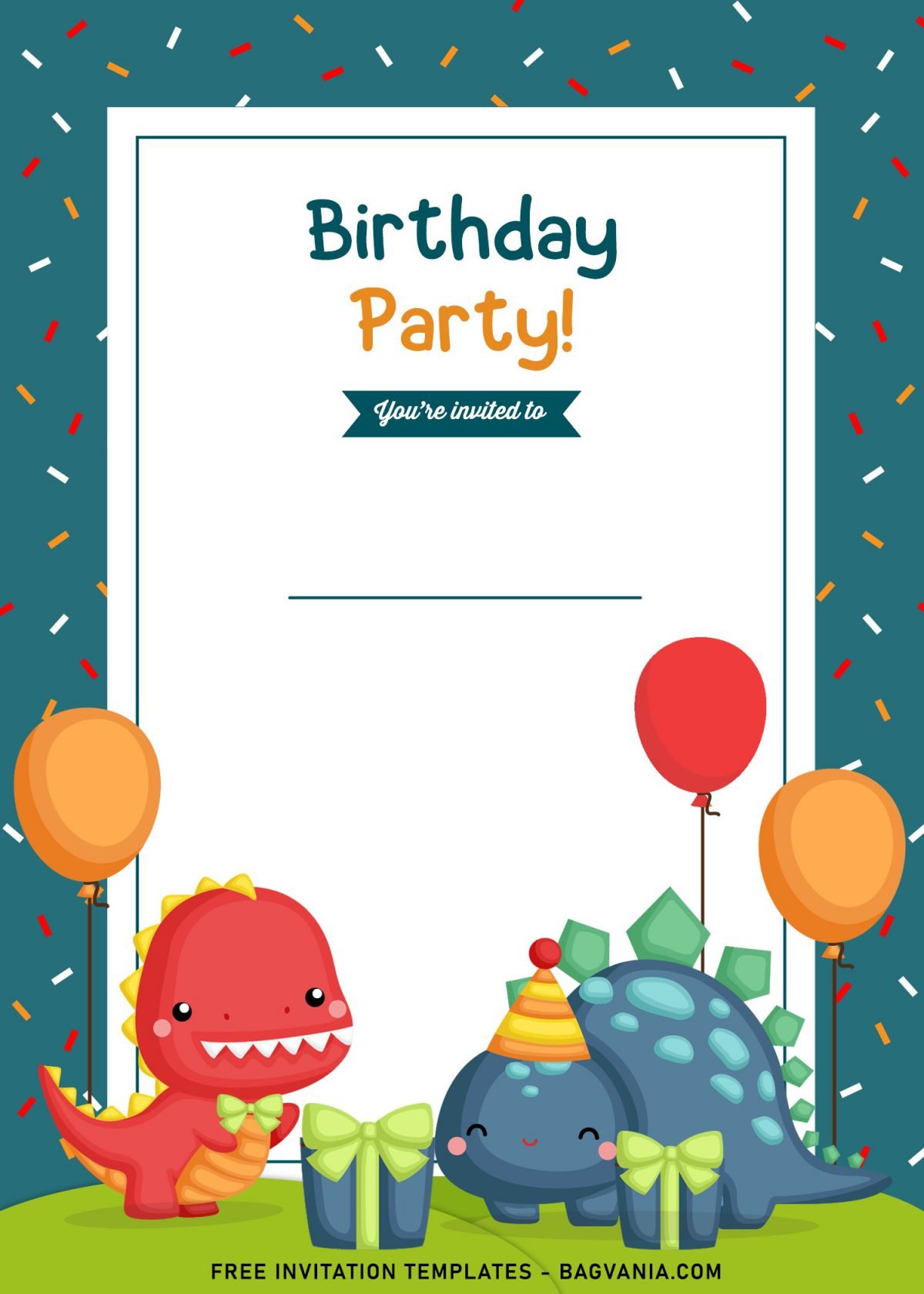 9+ Awesome Dino Party Birthday Invitation Templates and has portrait orientation design