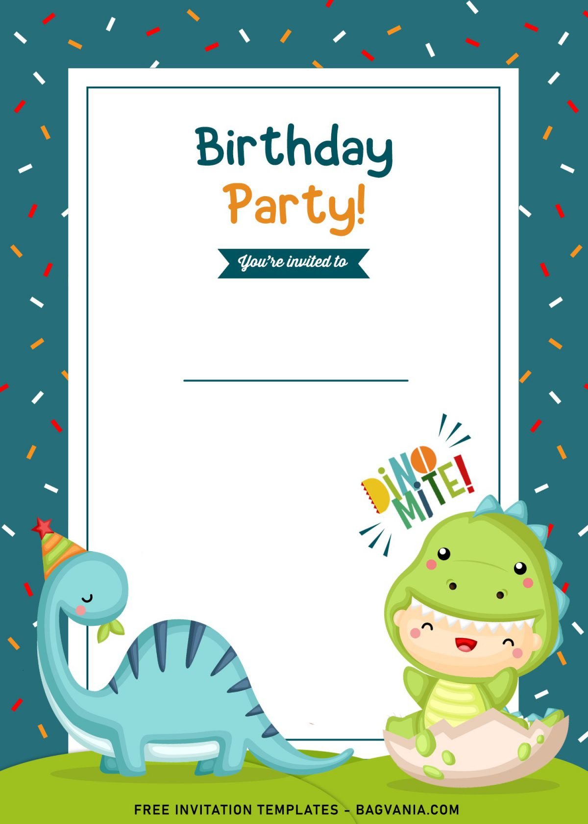 9+ Awesome Dino Party Birthday Invitation Templates and has Cute Baby Brachiosaurus 