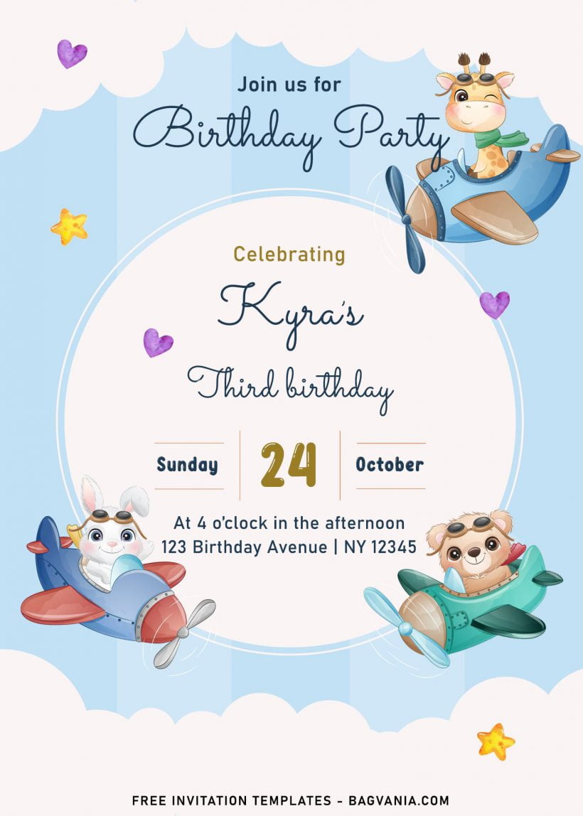 9+ Cute Hand Drawn Up In The Sky Birthday Invitation Templates | FREE ...