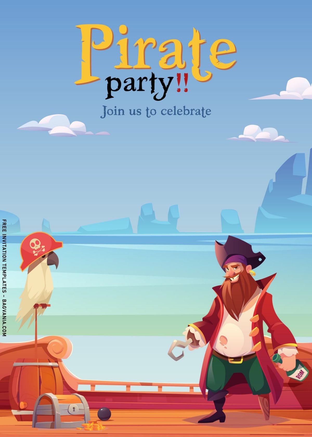 7+ Personalized Pirate Birthday Invitation Templates For Any Ages and has Cute Parrot