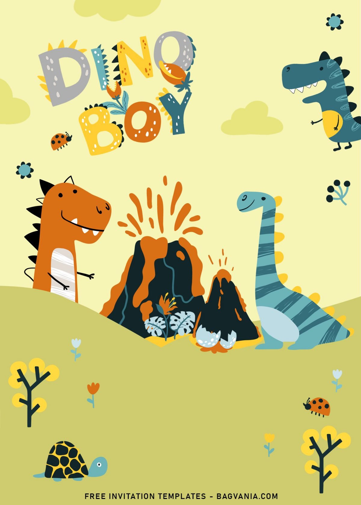 7+ Cute Dino Party Birthday Invitation Templates and has cute baby T-Rex