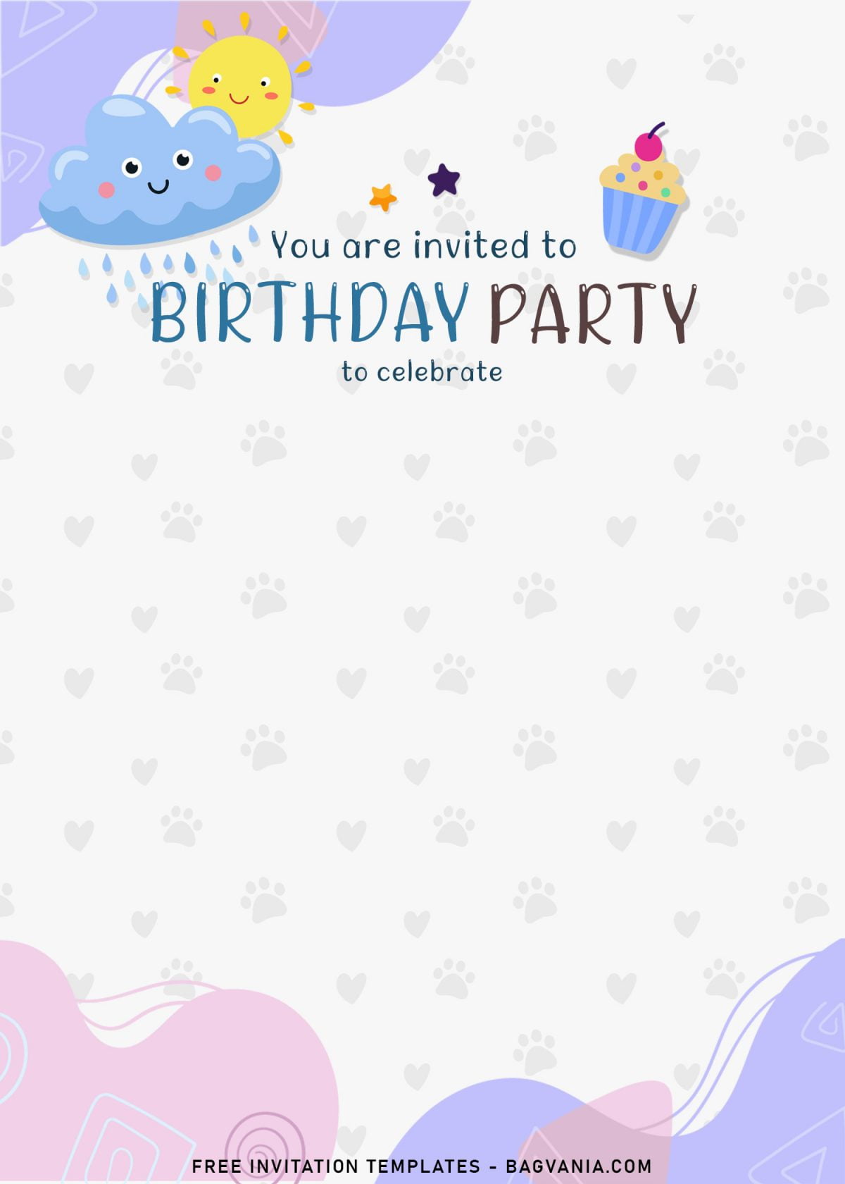 8+ Colorful Hand Drawn Birthday Invitation Templates For Your Kid's Birthday and has cute birthday cake with candle