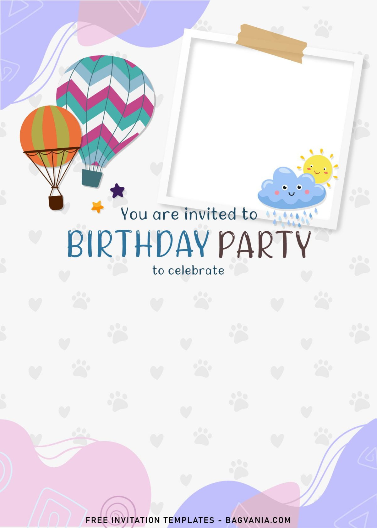 8+ Colorful Hand Drawn Birthday Invitation Templates For Your Kid's Birthday and has cute dog paw print