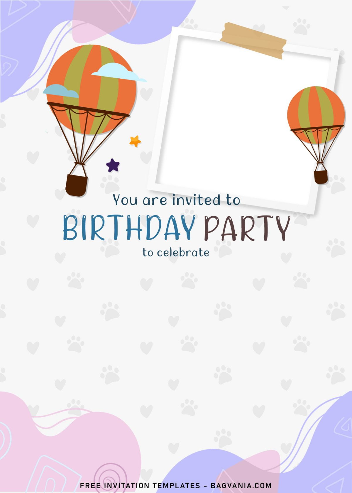 8+ Colorful Hand Drawn Birthday Invitation Templates For Your Kid's Birthday and has photo frame