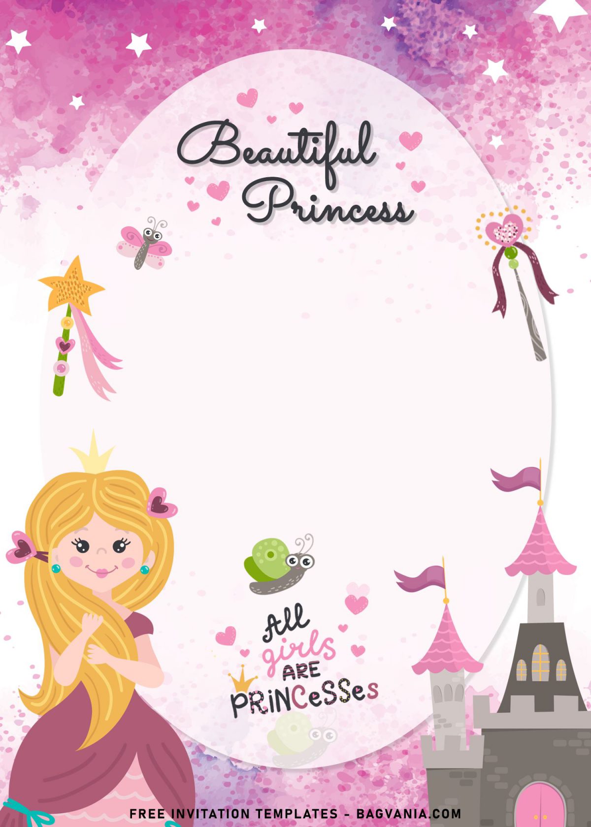 8+ Delightful Princess Birthday Invitation Templates and has watercolor background