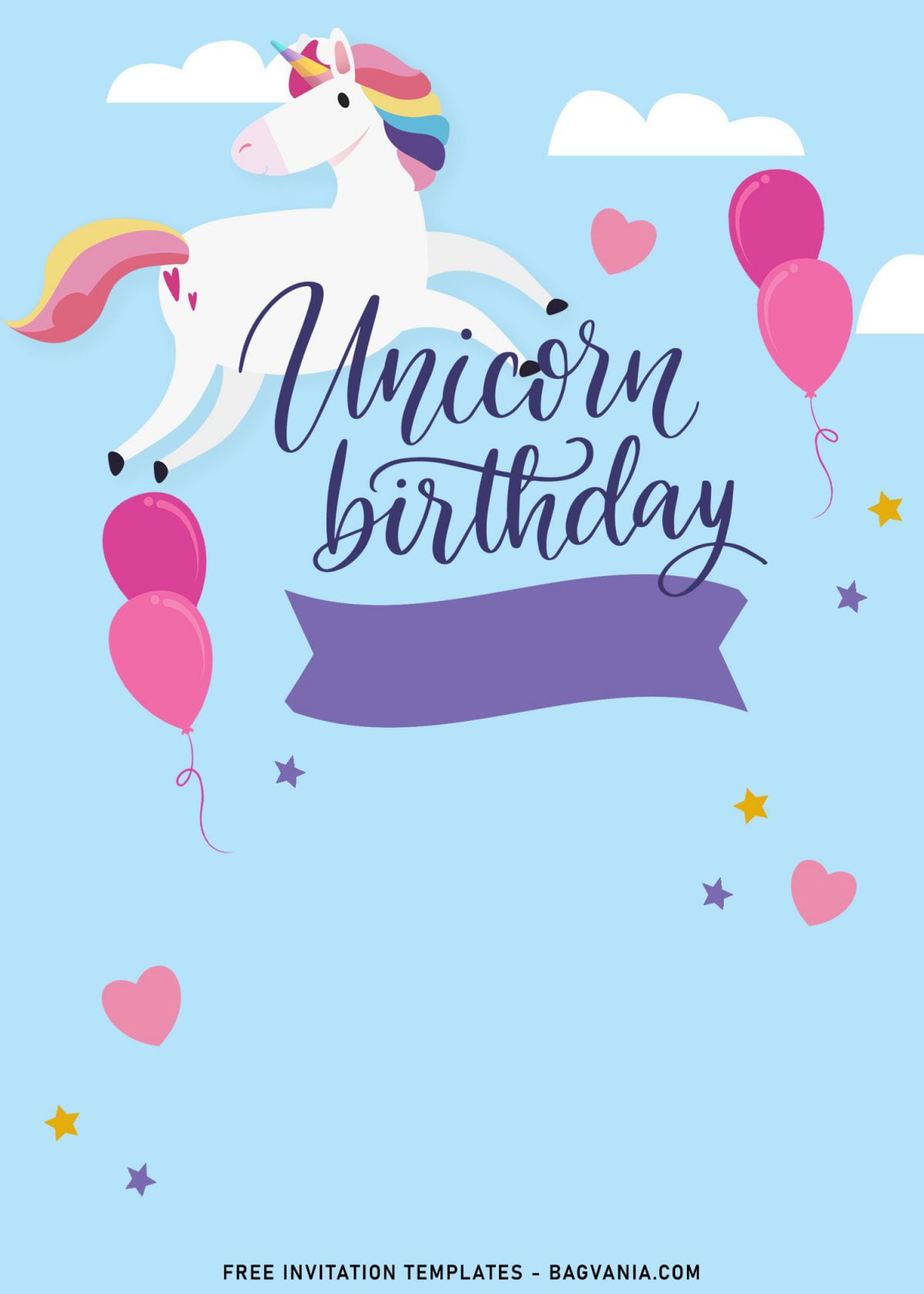 9+ Kawaii Rainbow Unicorn Birthday Invitation Templates and has cute heart shapes