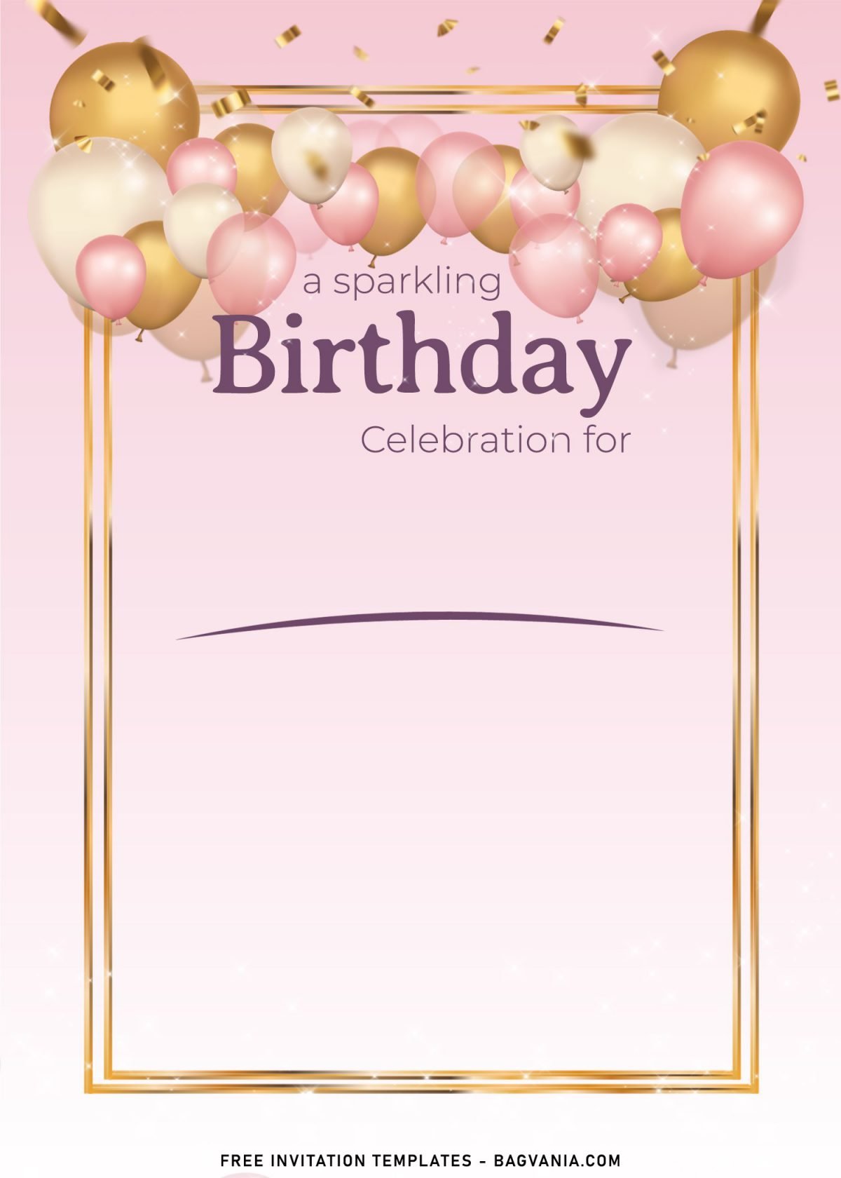 10+ Sparkling Balloons Birthday Invitation Templates Suitable For All Ages with blush pink background