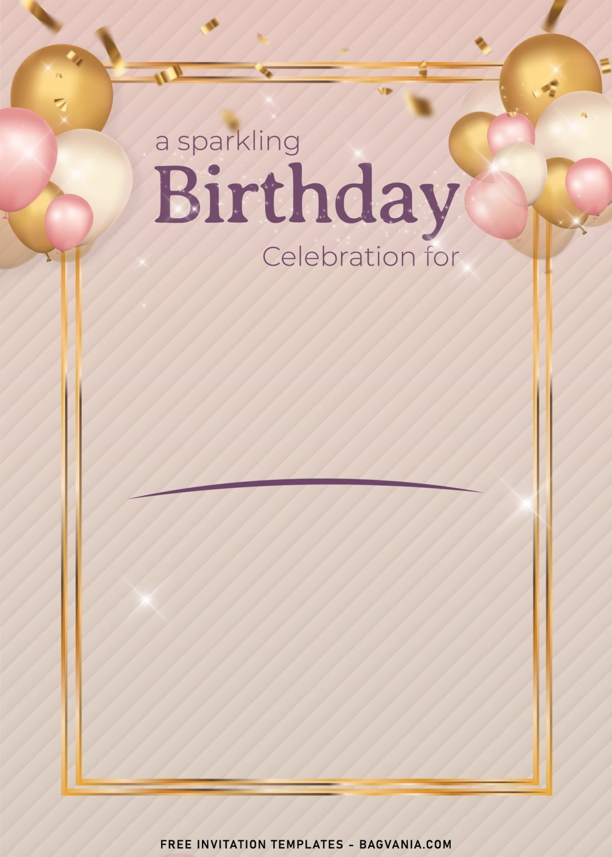10+ Sparkling Balloons Birthday Invitation Templates Suitable For All Ages with Stunning gold frame