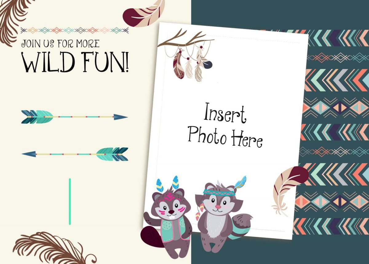 11+ Adorable Boho Woodland Animals Birthday Invitation Templates and has adorable baby raccoons and fox