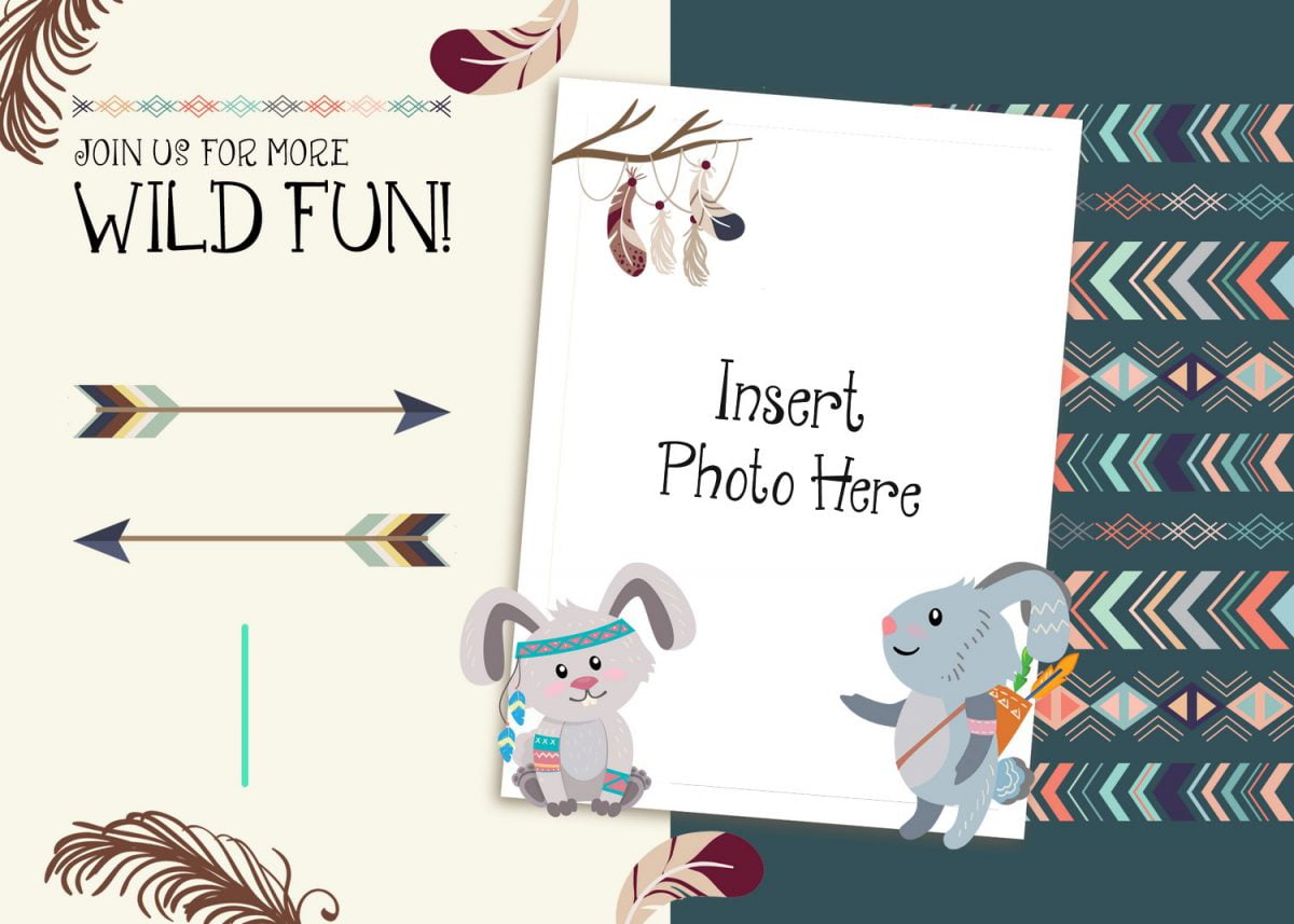 11+ Adorable Boho Woodland Animals Birthday Invitation Templates and has photo frame