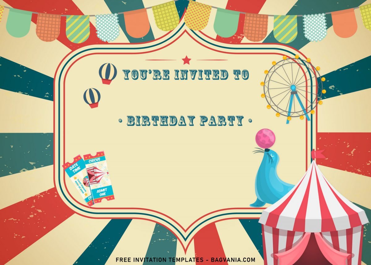 7+ Vintage Circus Birthday Invitation Templates with cute sealion