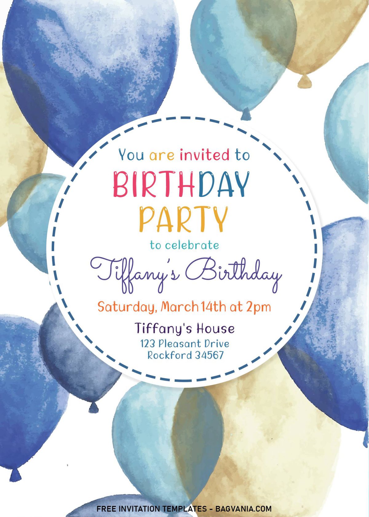 8+ Beautiful Watercolor Balloons Birthday Invitation Templates