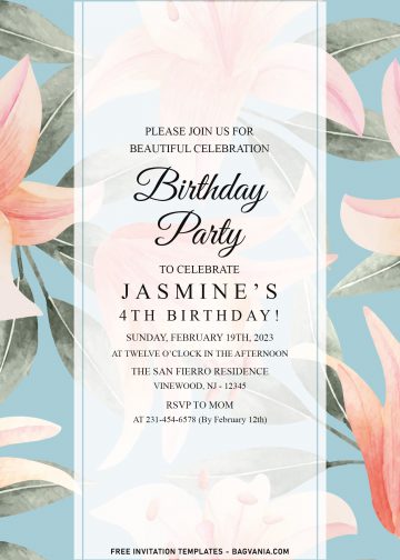 8+ Modern Foliage Birthday Invitation Templates | FREE Printable ...