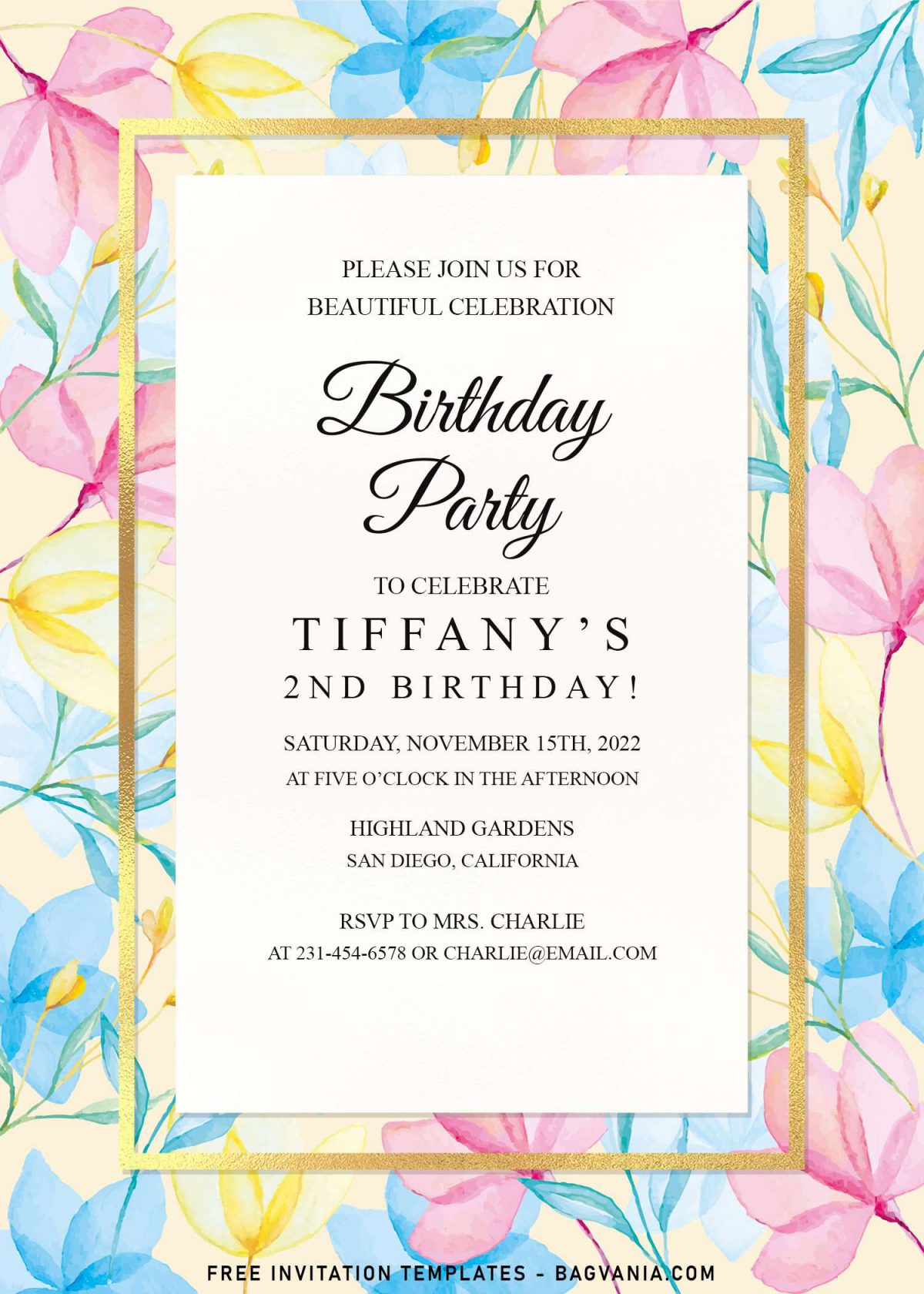 7+ Sparkling Gold Frame Floral Birthday Invitation Templates