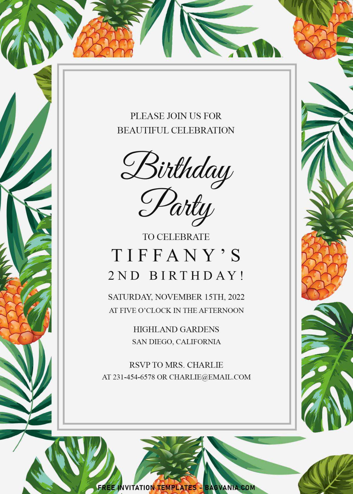 8+ Tropical Leaf Birthday Invitation Templates For Your Kid's Best Summer Party